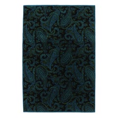 Alfombra moderna de Rug & Kilim en azul intenso con motivos florales paisley