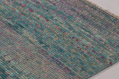Rug & Kilim's Modern Rug in Deep Teal and and Fuschia Striped Pattern