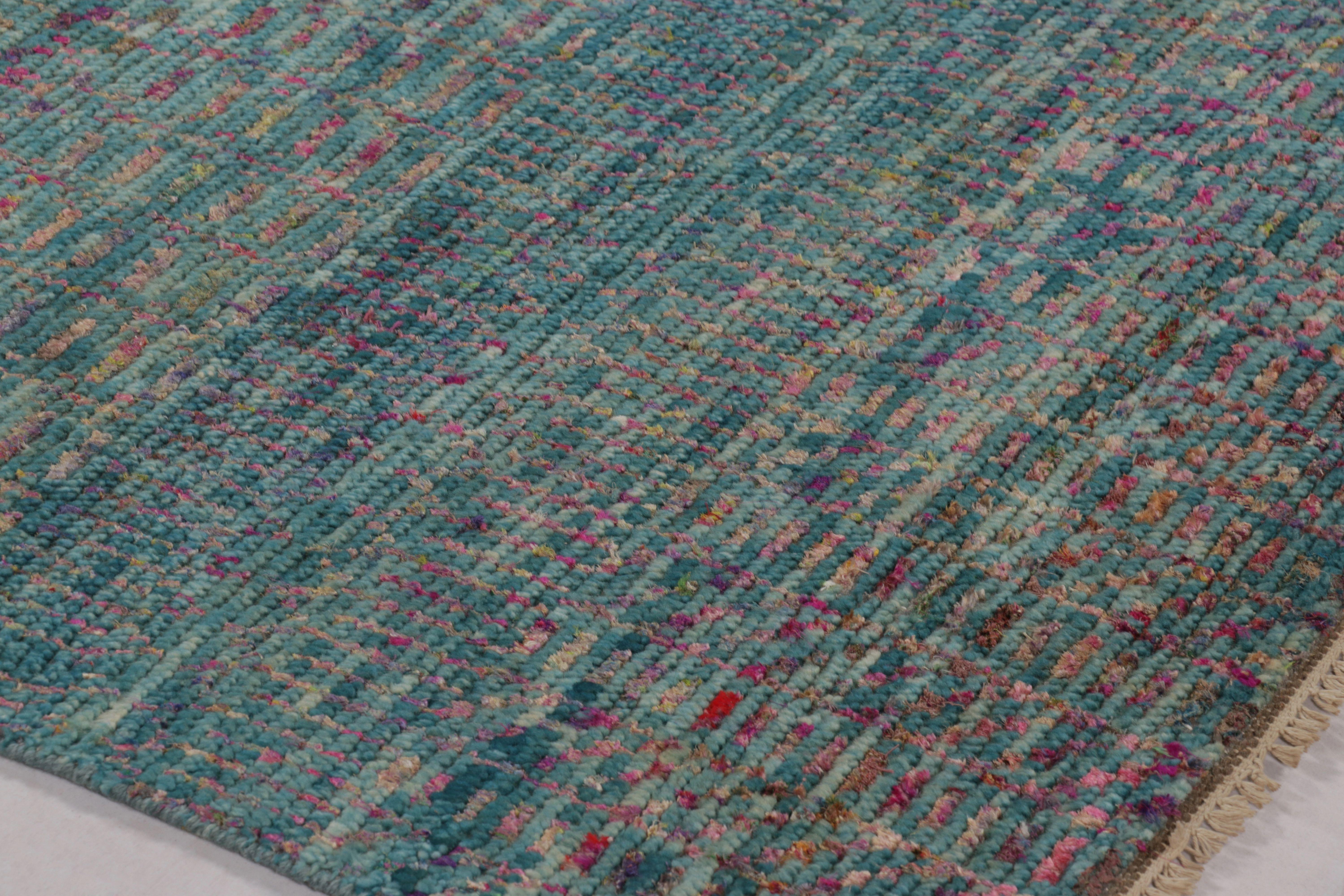 Annodato a mano Tappeto moderno a illusione ottica di Rug & Kilim in carbone profondoRug & Kilim's Modern R in vendita