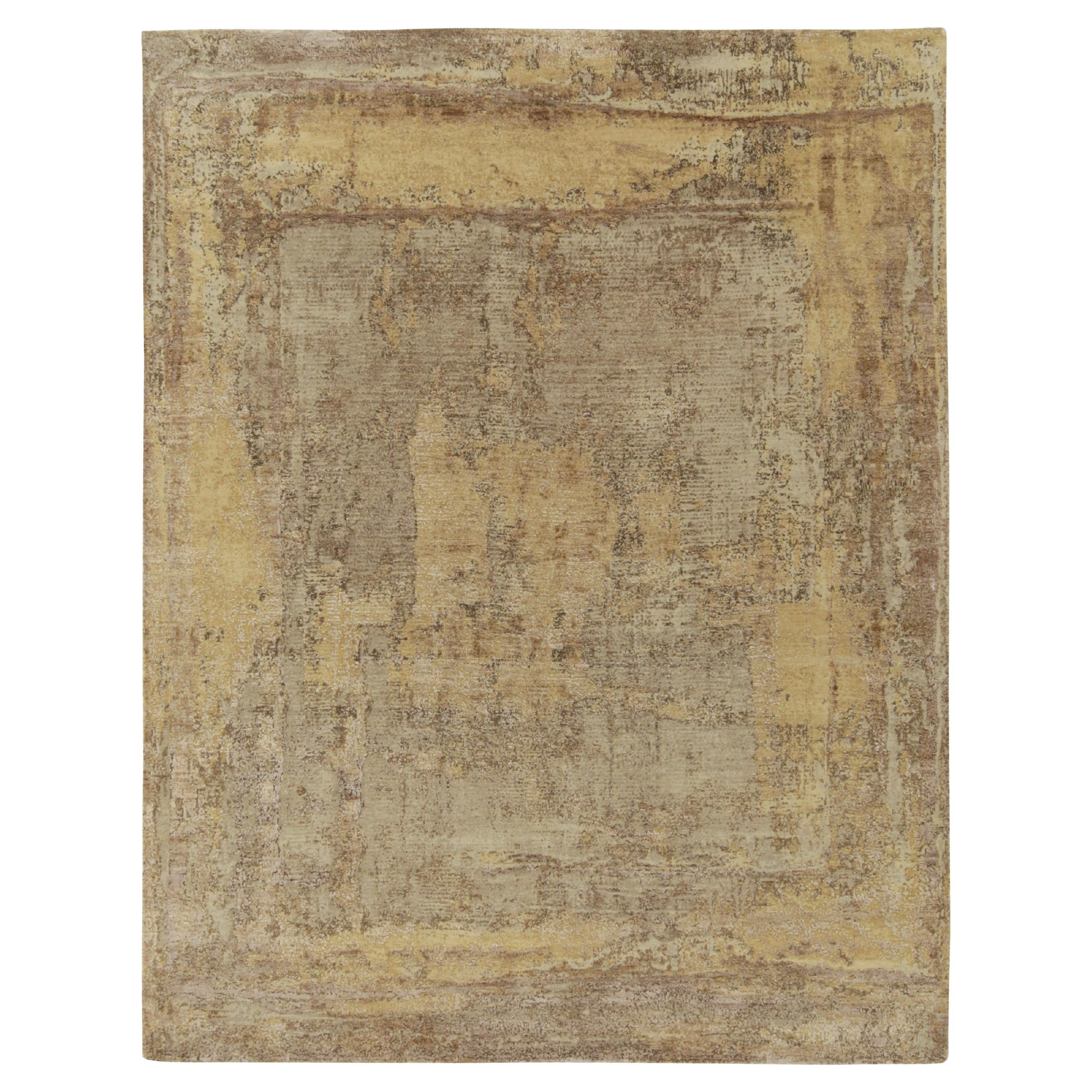 Rug & Kilim’s Modern Rug in Gold, Beige-Brown and Grey Abstract Pattern For Sale
