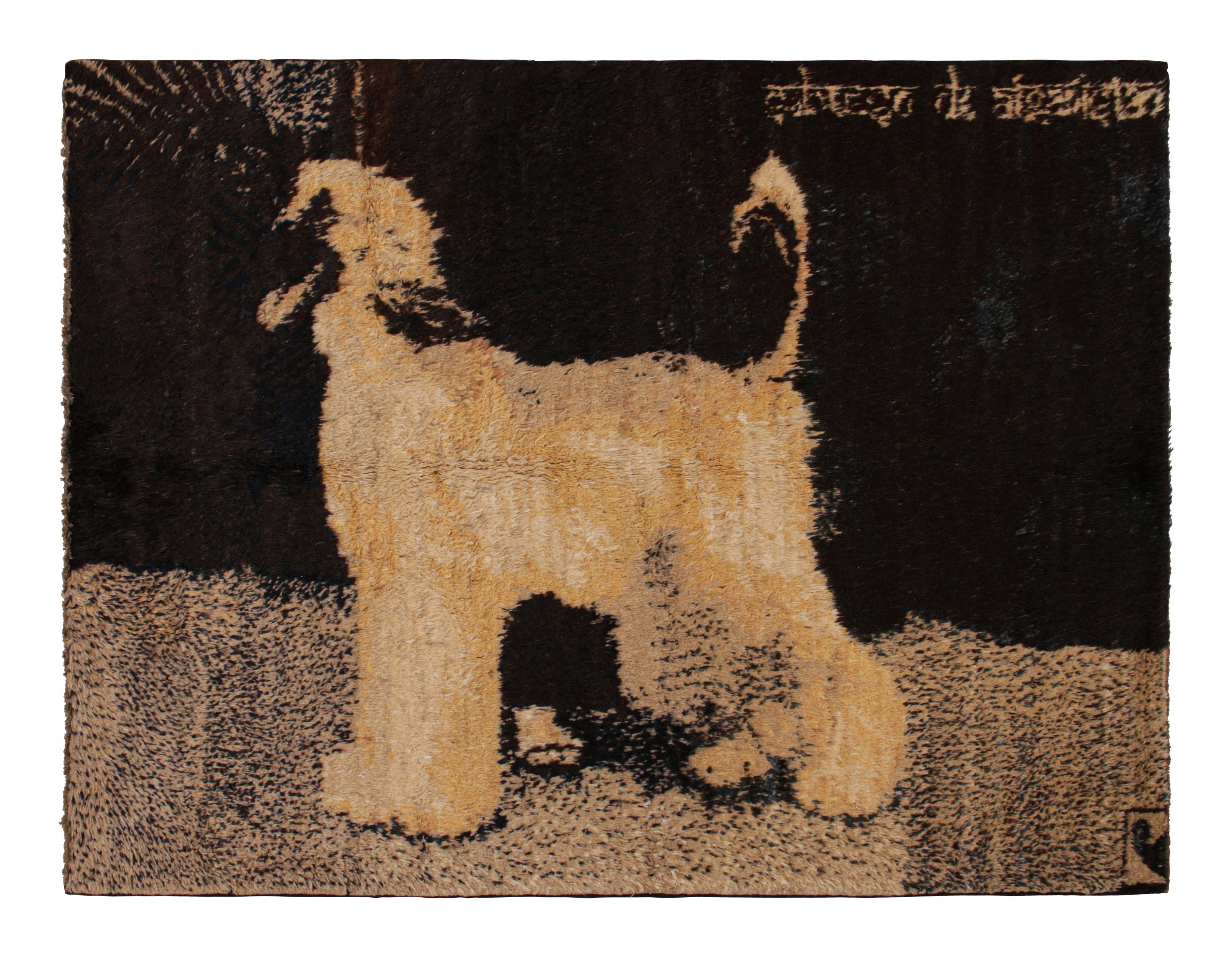 Rug & Kilim’s Modern rug in Gold, Brown & Black Pictorial Pattern For Sale