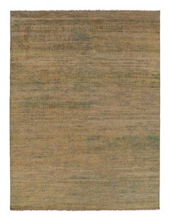 Rug & Kilim's Modern Rug in Golden Ochre and Olive Striped Pattern