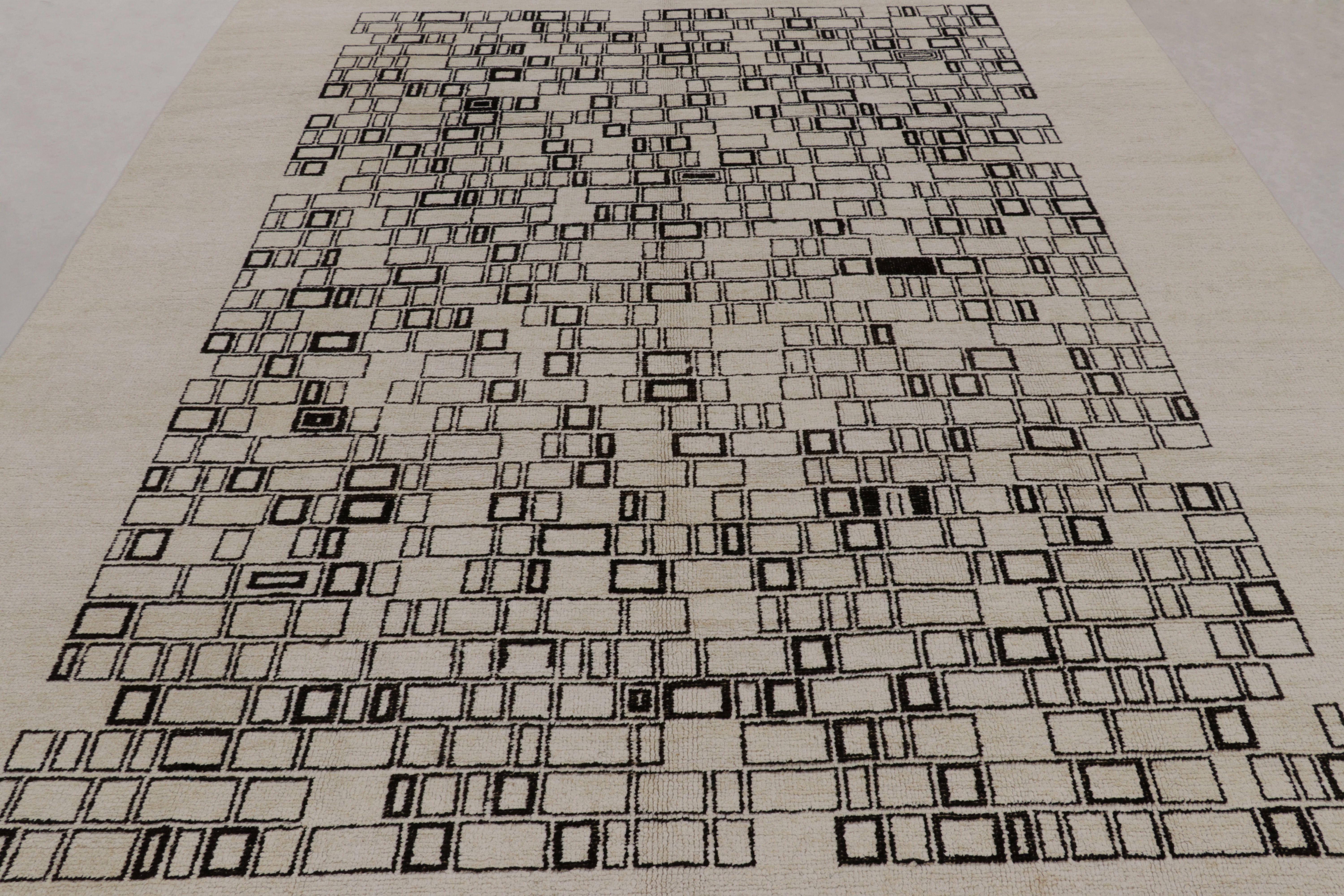 Contemporary Rug & Kilim’s Modern Rug in Gray and Black Geometric Field For Sale