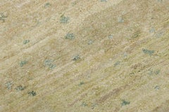 Rug & Kilim's Modern Rug in Green and Beige with Blue Geometric Patterns