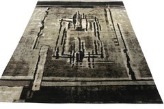Rug & Kilim’s Modern Rug in Grey, Green, Brown, Black Geometric Pattern