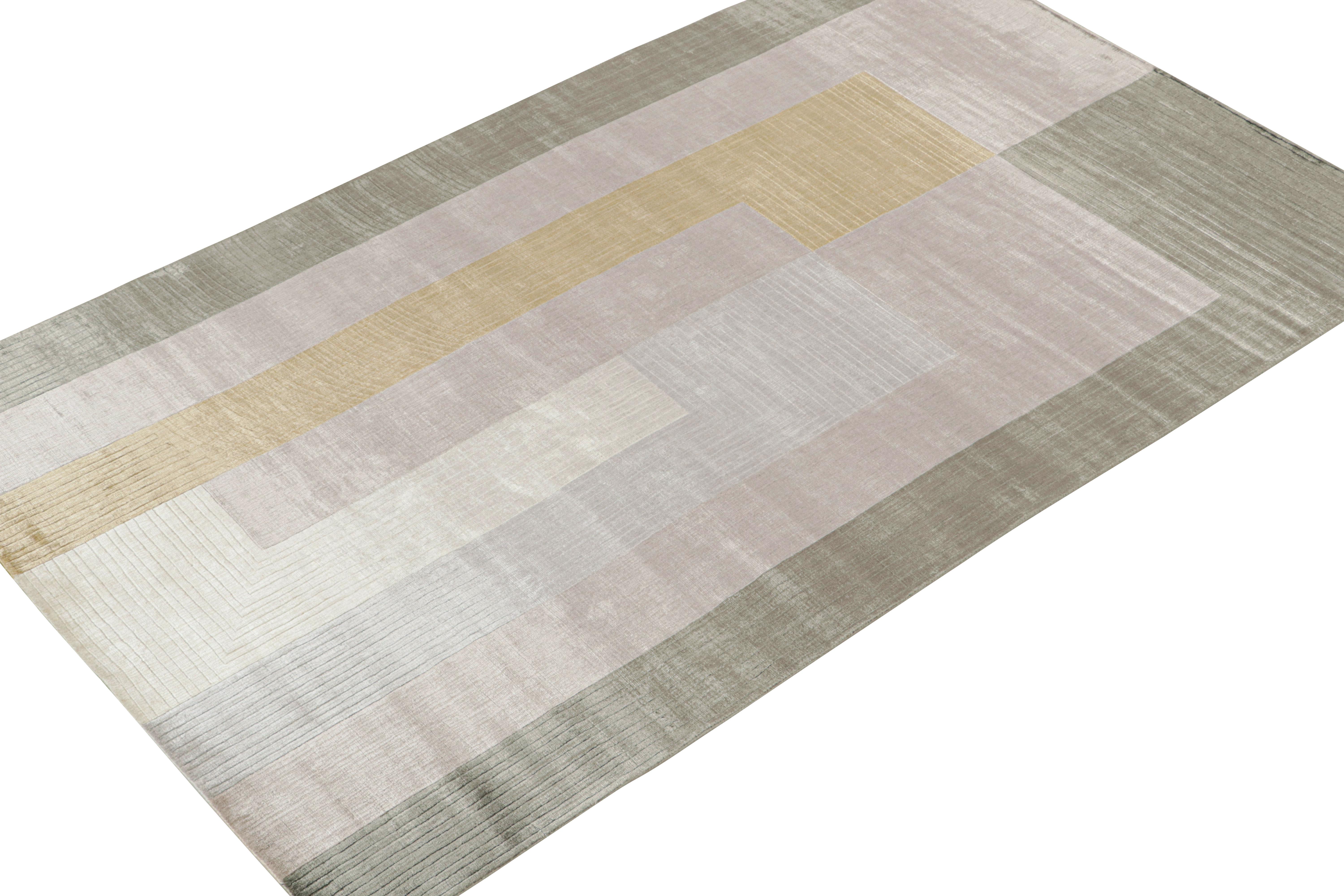 Art Deco Rug & Kilim’s Modern Rug in Lavender with Geometric Patterns For Sale