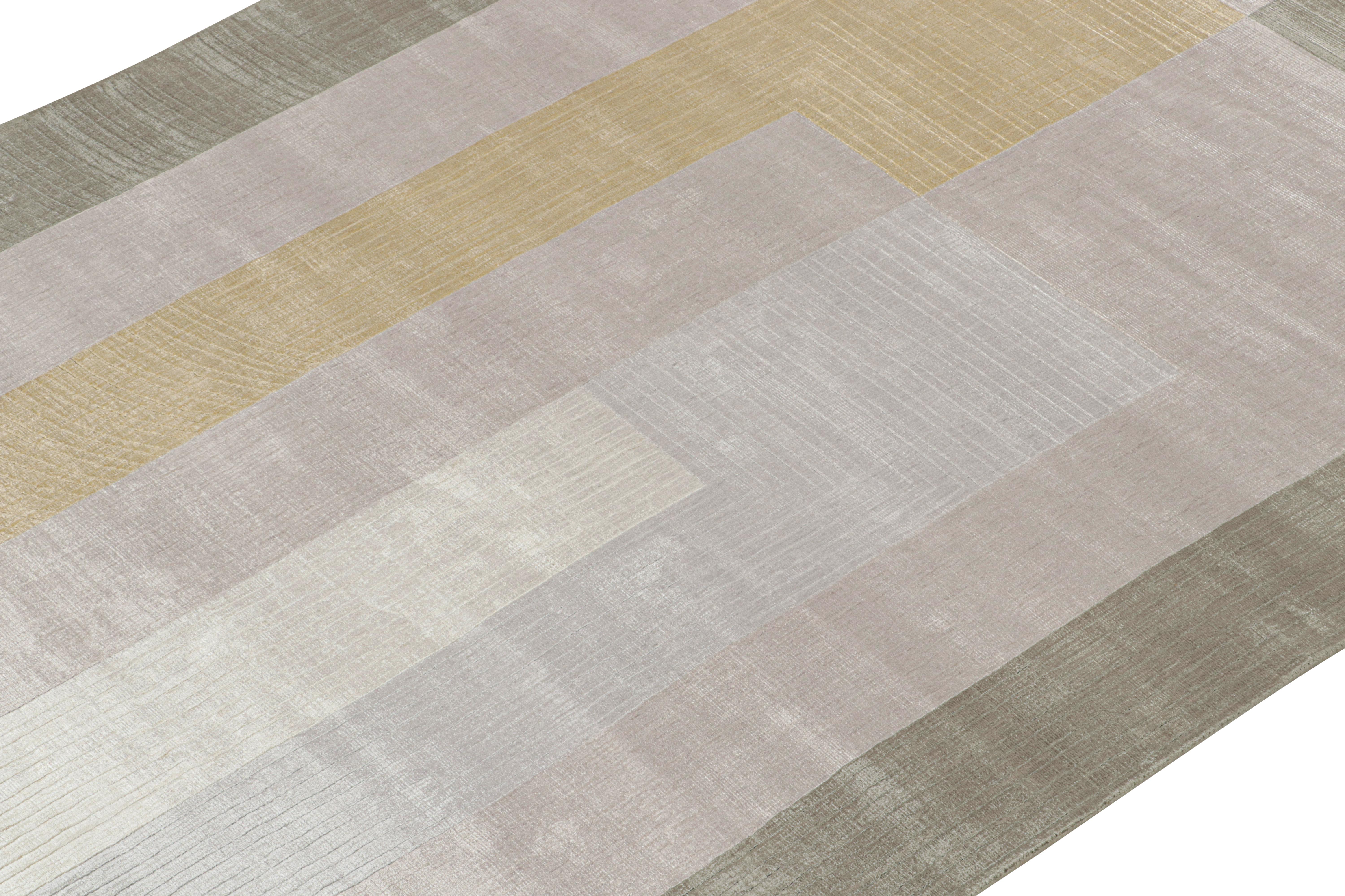 Alfombra moderna Rug & Kilim en lavanda con motivos geométricos Anudado a mano en venta