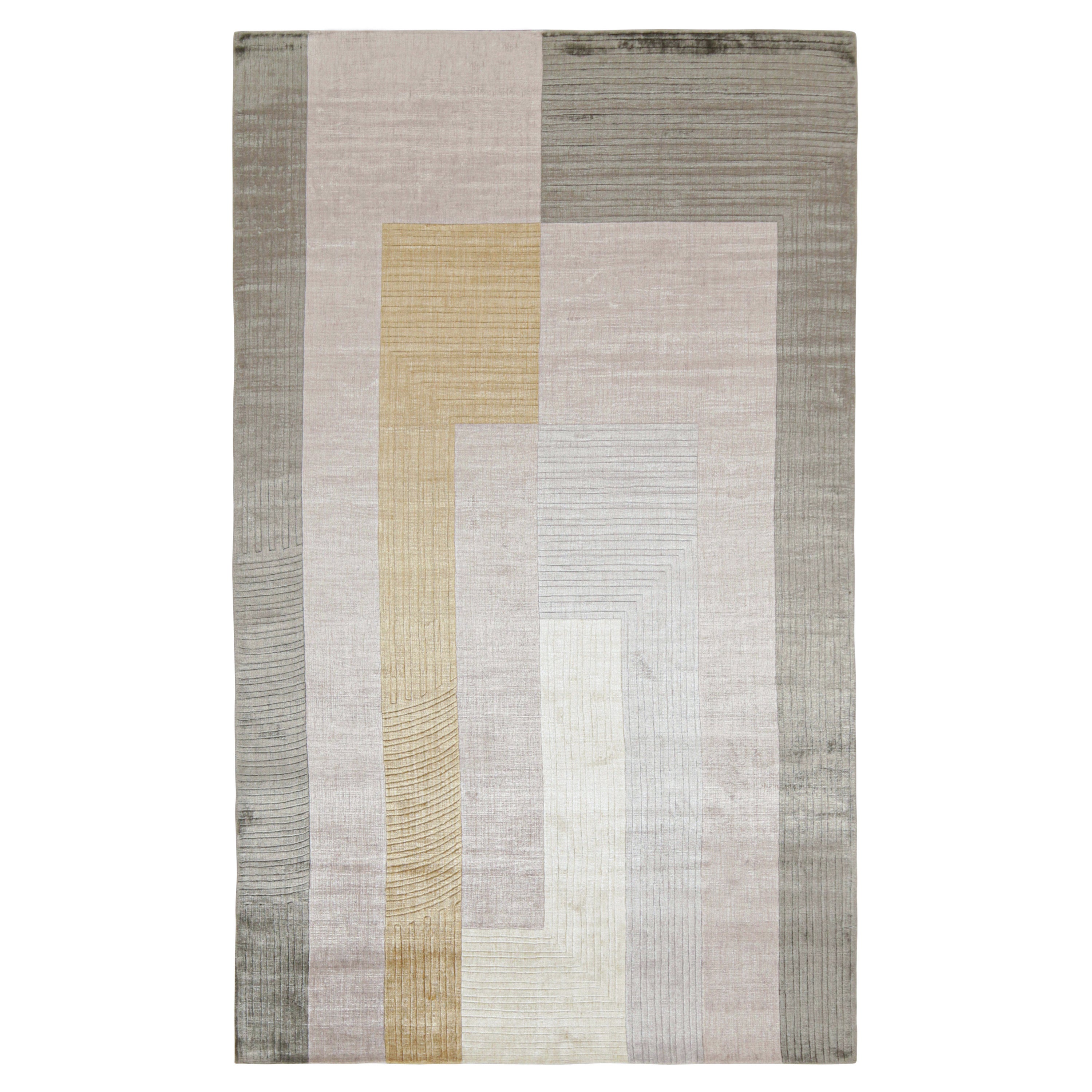 Rug & Kilim’s Modern Rug in Lavender with Geometric Patterns For Sale