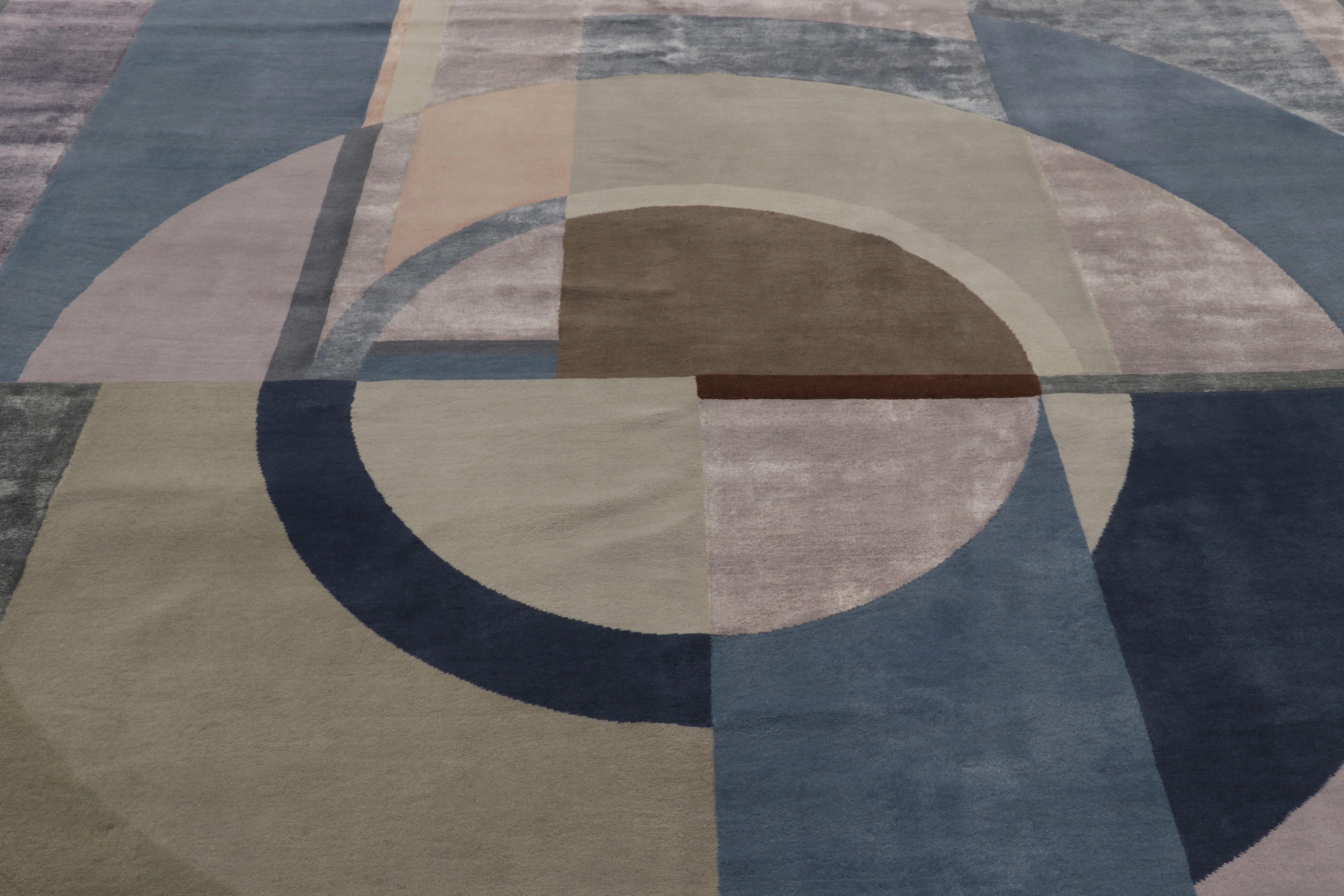 Rug & Kilim's Modern Rug in Mauve, Blau und Taupe Geometrische Collage im Zustand „Neu“ im Angebot in Long Island City, NY