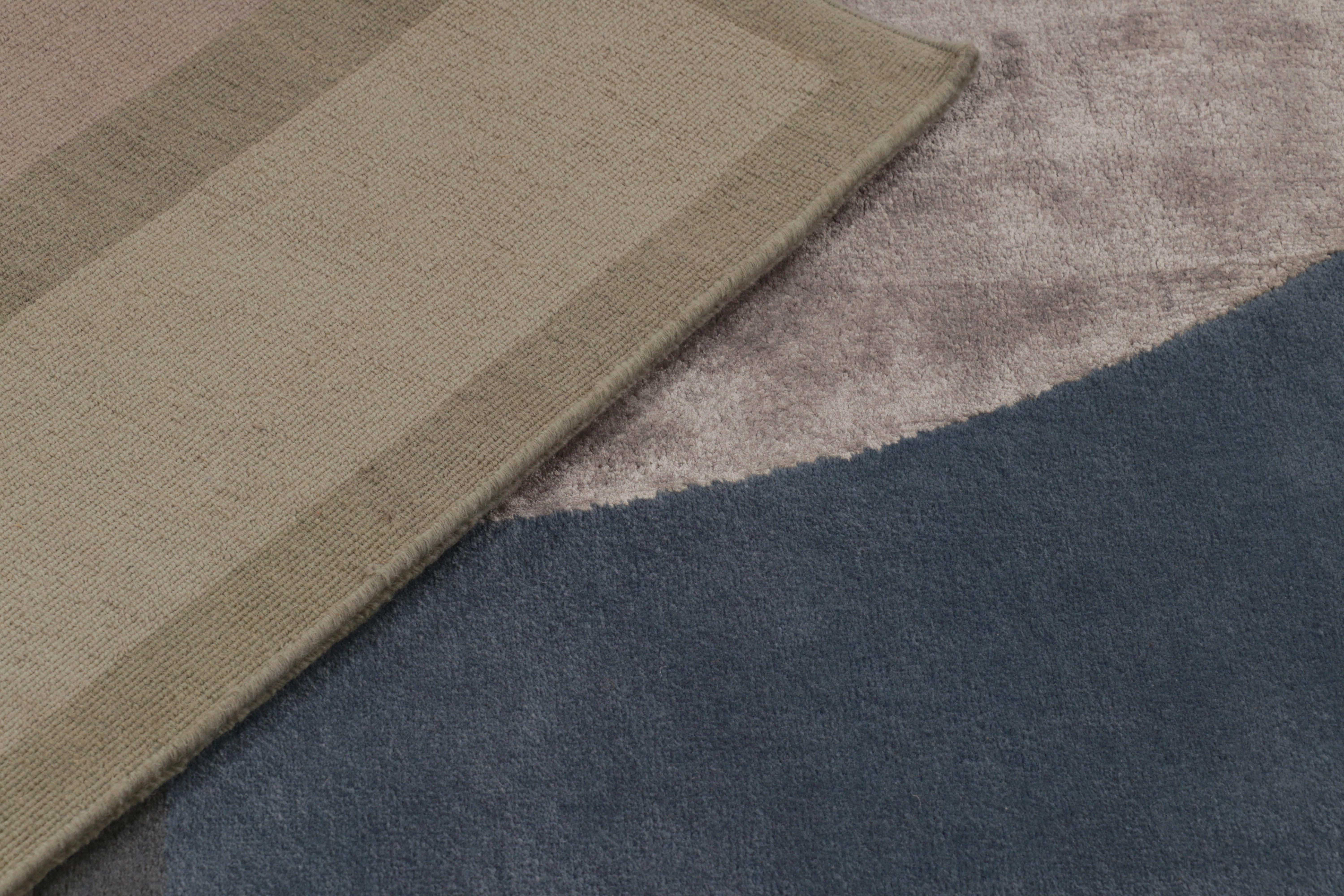 Rug & Kilim's Modern Rug in Mauve, Blau und Taupe Geometrische Collage (Wolle) im Angebot