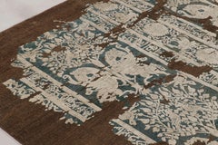 Rug & Kilim's Modern Rug in Obscured Floral Columns on Chocolate Brown