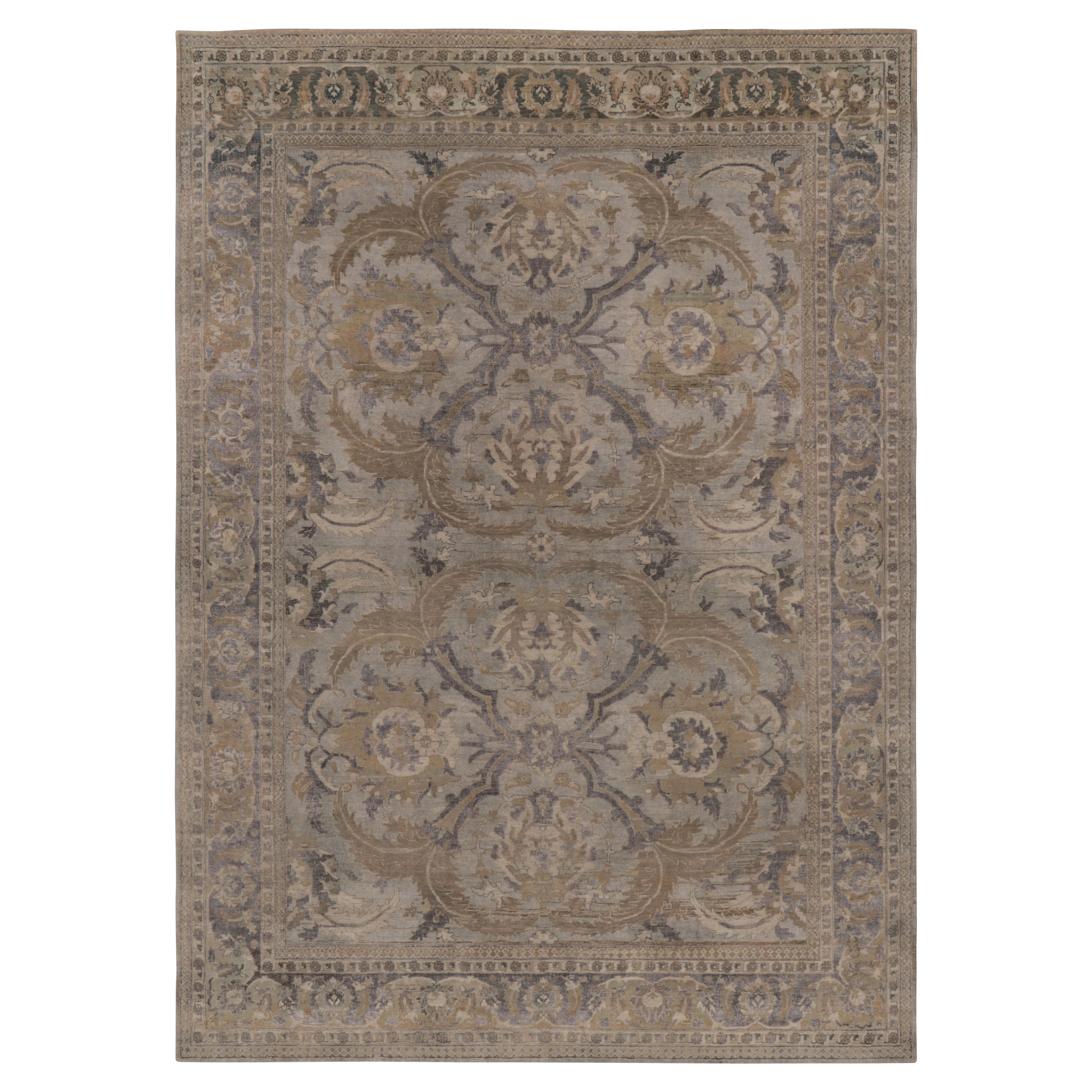 Tapis moderne de Rug
Kilim en médaillon floral beige et gris d
inspiration polonaise