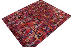 Rug & Kilim’s Modern Rug in Red, Blue and Black Diamond Geometric Patterns