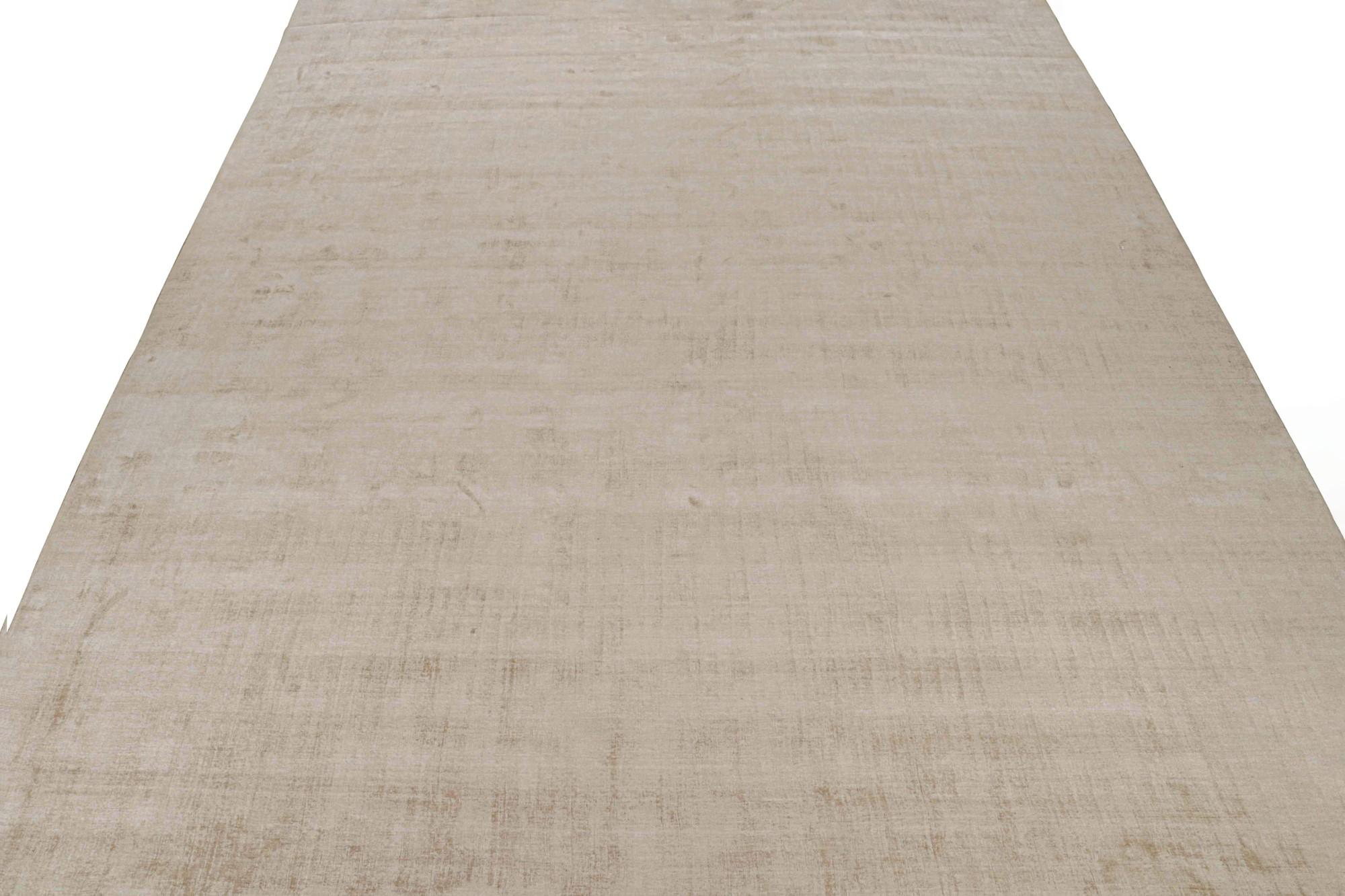 Indian Rug & Kilim’s Modern Rug in Solid Beige For Sale