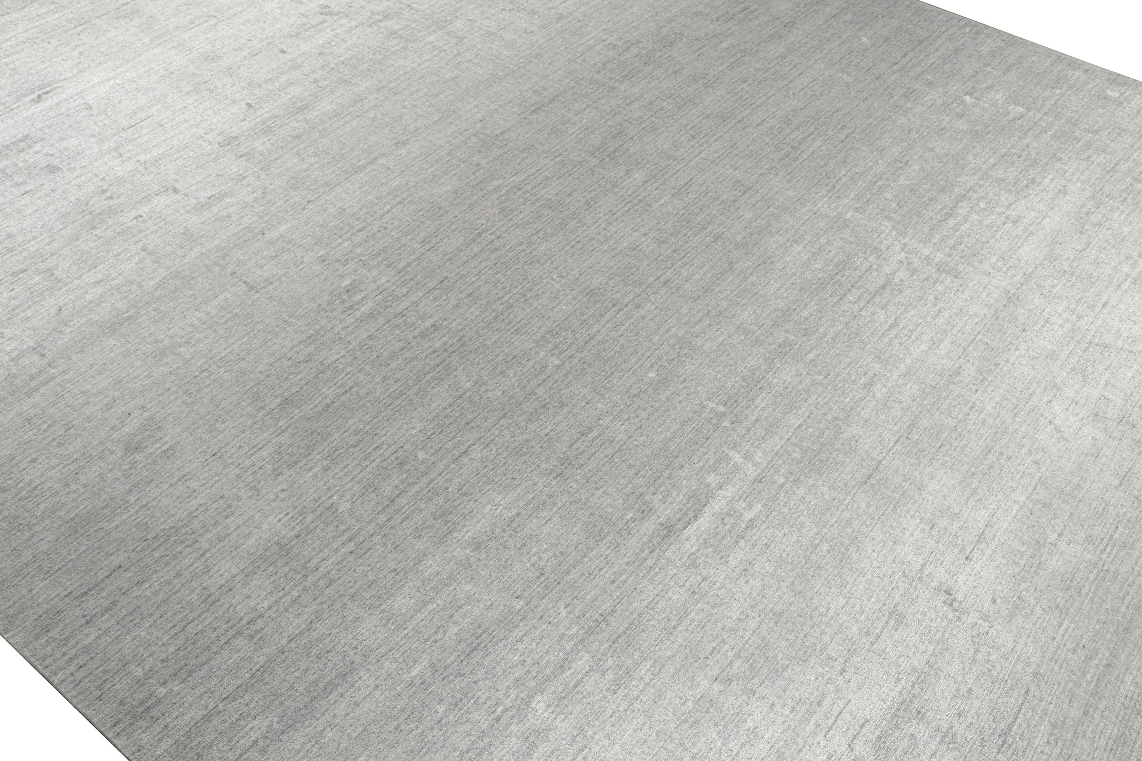 Indien Tapis Modernity de Rug & Kilim en gris uni et rayures Off-White en vente