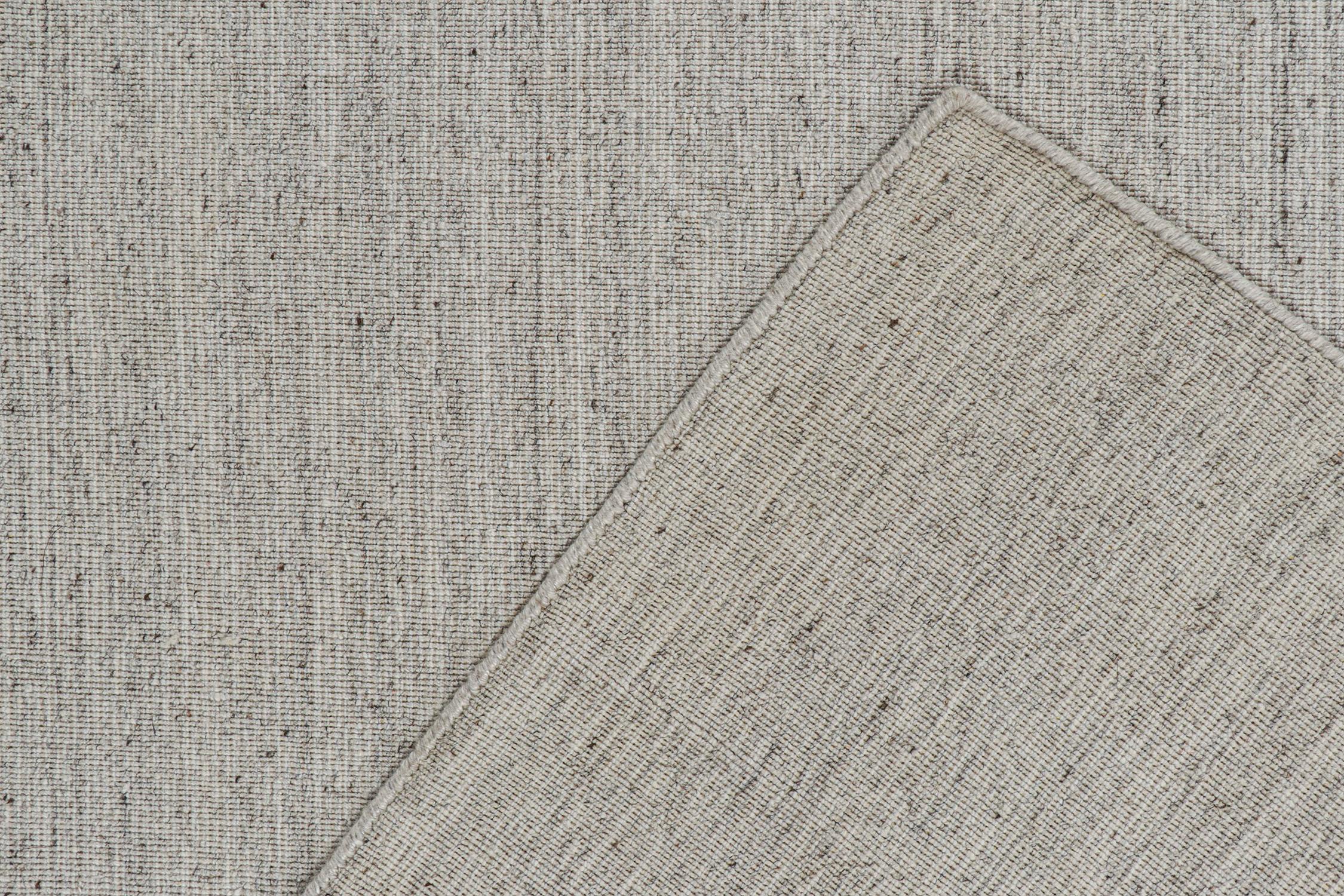 XXIe siècle et contemporain Rug & Kilim's Modern Rug in Solid Gray and Off-White Striae (tapis moderne en gris uni et rayures blanc cassé) en vente