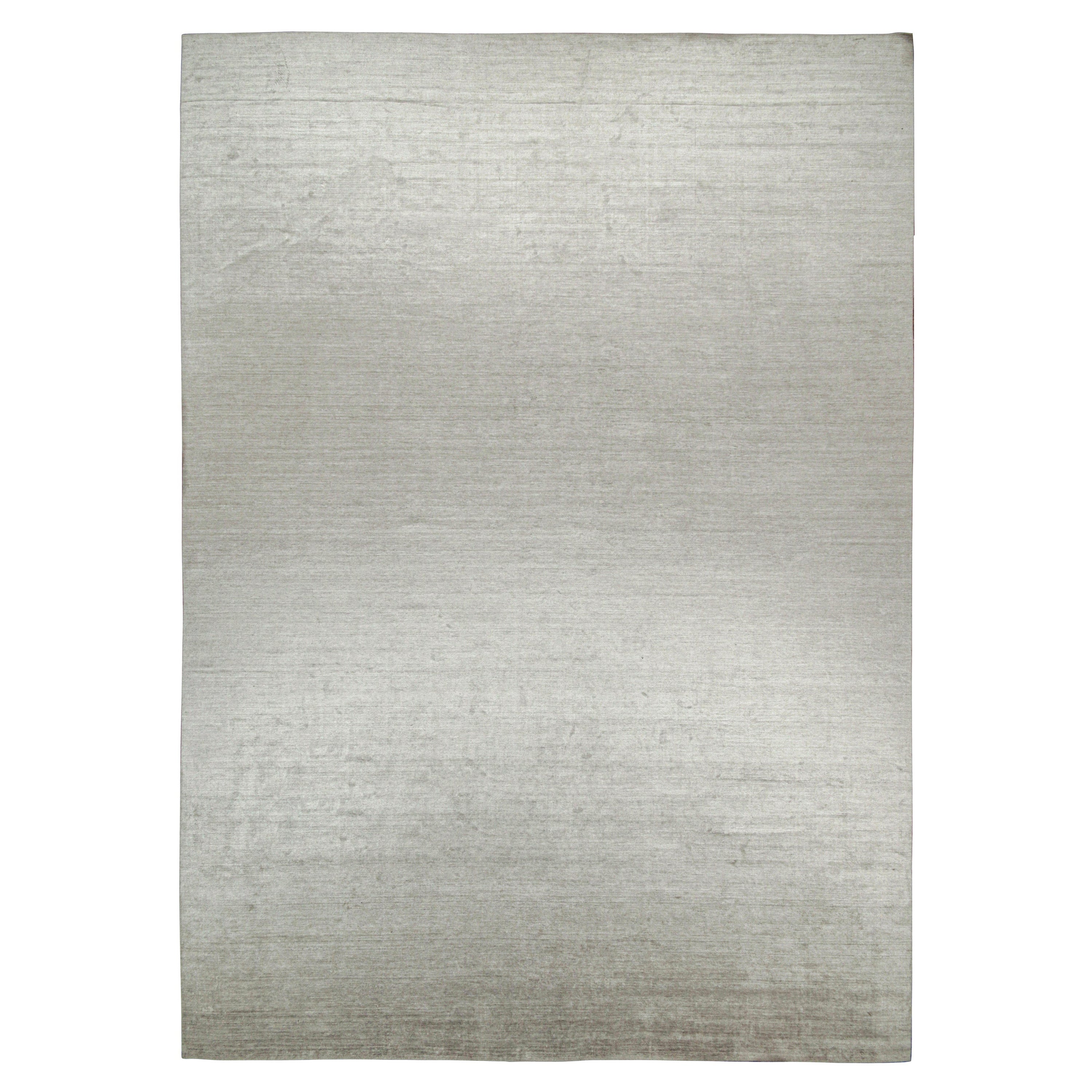 Alfombra moderna de Rug & Kilim en gris sólido y rayas blanco roto