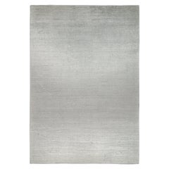 Alfombra moderna de Rug & Kilim en gris sólido y estrías blanco roto