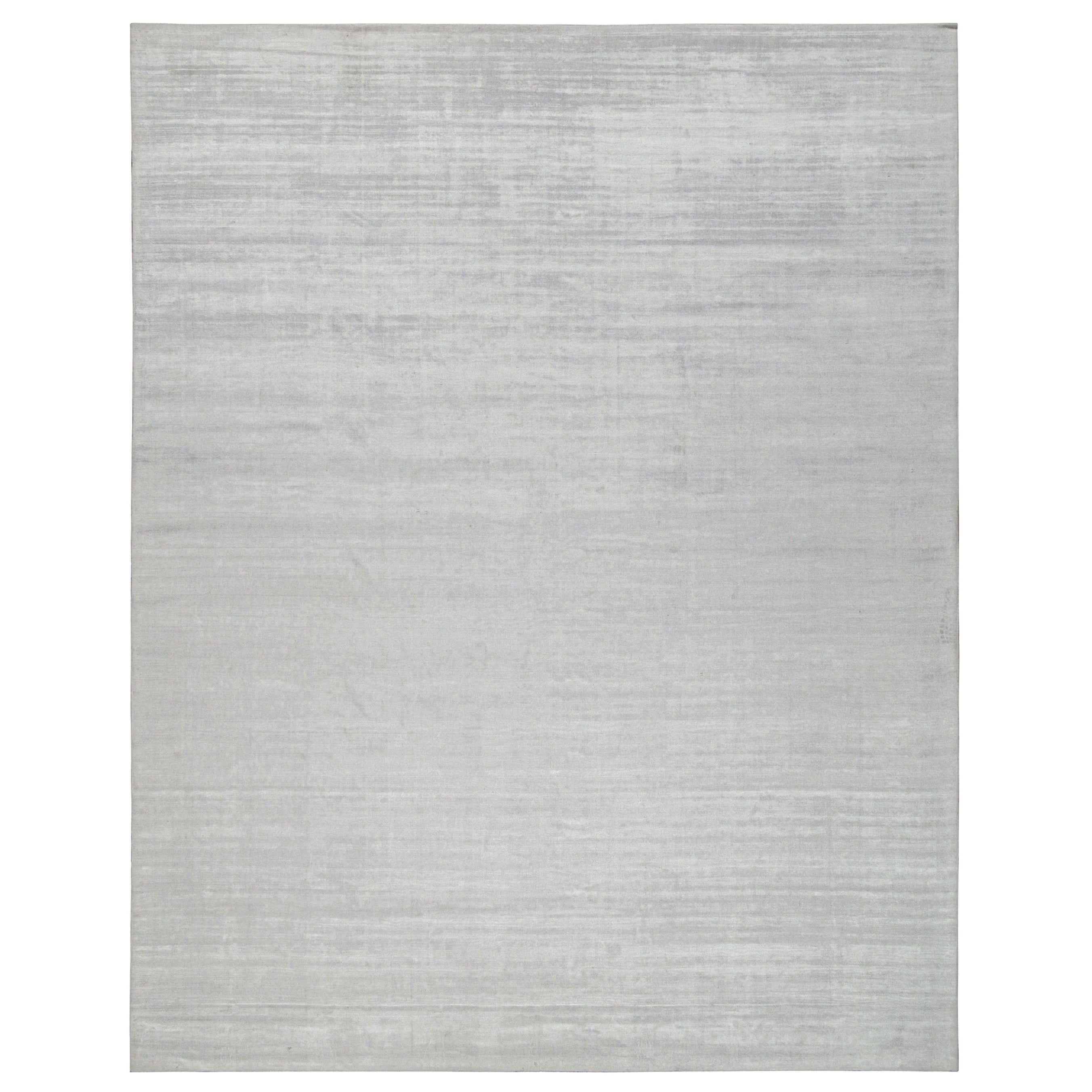 Rug & Kilim - Tappeto moderno a righe tinta unita grigio e bianco sporco