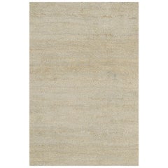 Rug & Kilim's Modern Rug in Solid Ivory Tone-on-tone Striae (Tapis moderne à rayures ivoire)