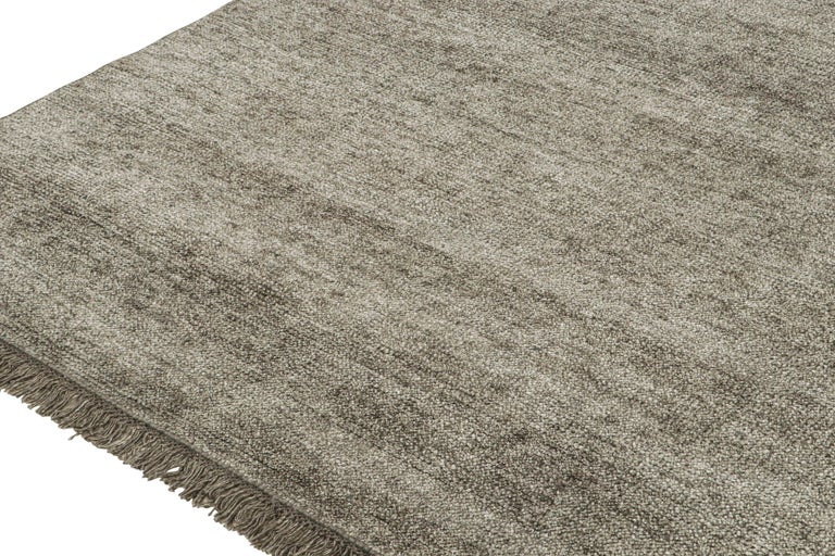Rug and Kilim’s Modern Rug in Solid Silver-Grey Tone-on-tone Striae For ...