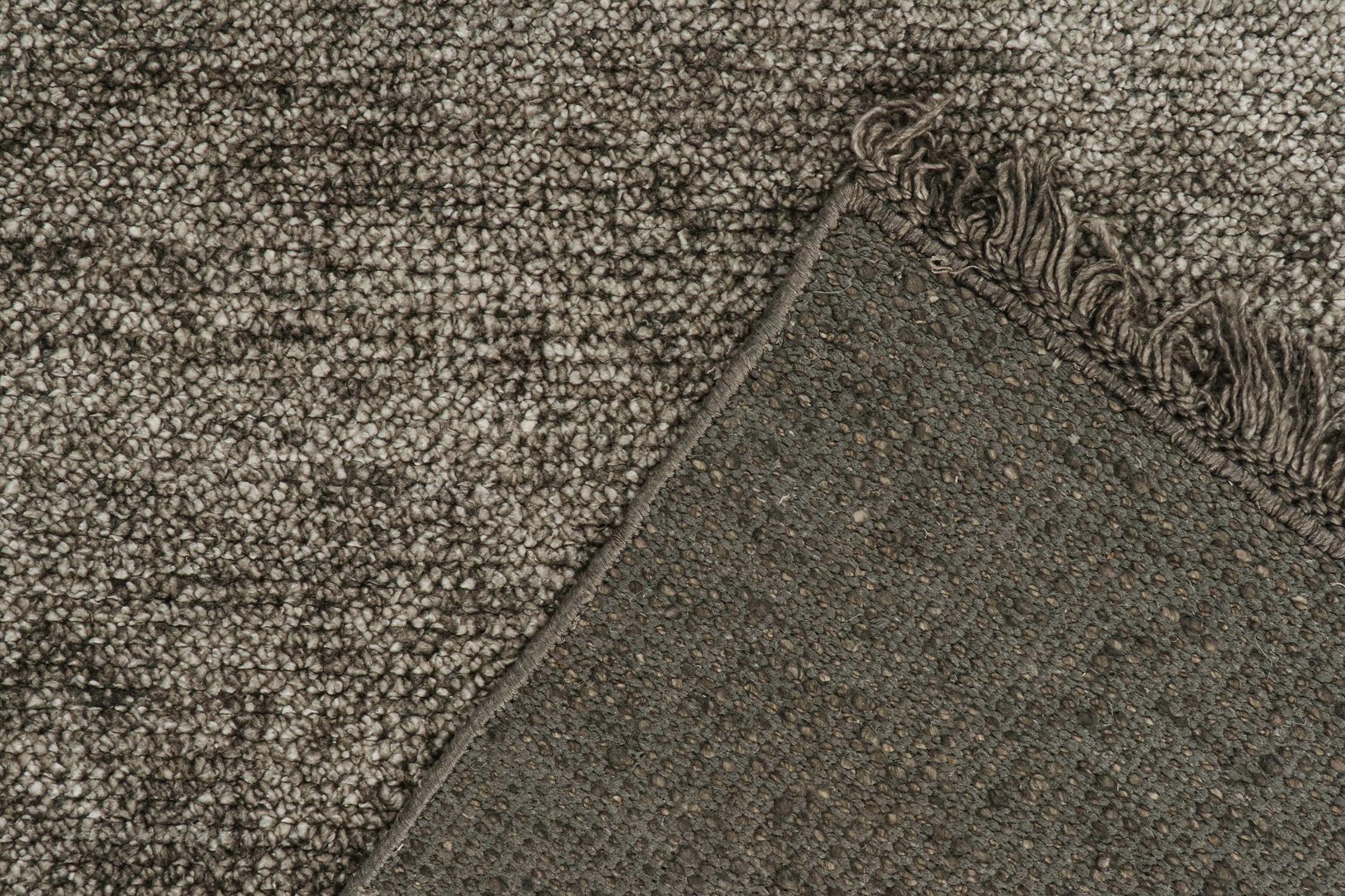 Contemporary Rug & Kilim’s Modern Rug in Solid Silver-Grey Tone-on-tone Striae For Sale
