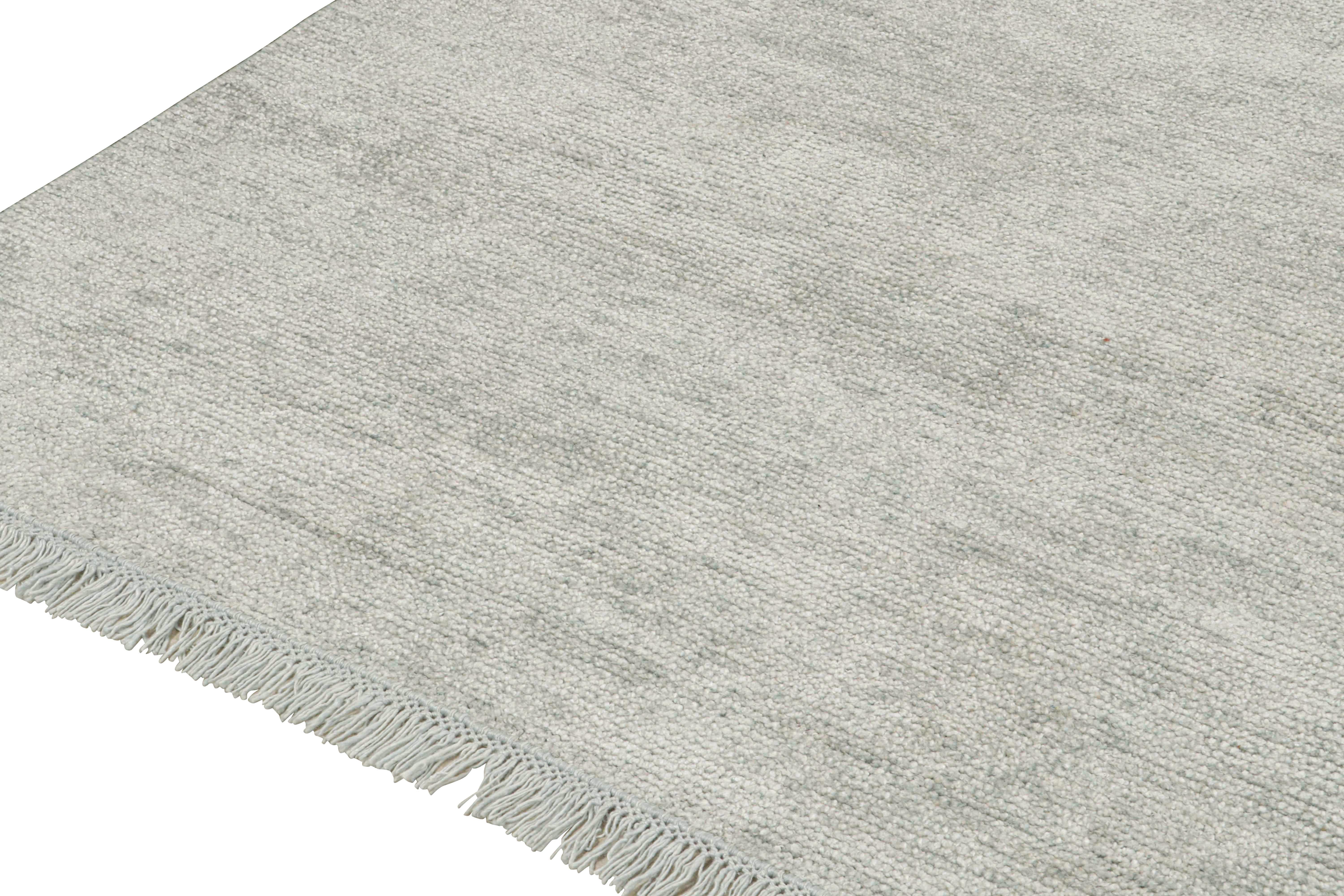 Contemporary Rug & Kilim’s Modern Rug in Solid Silver-Gray Tone-on-tone Striae For Sale