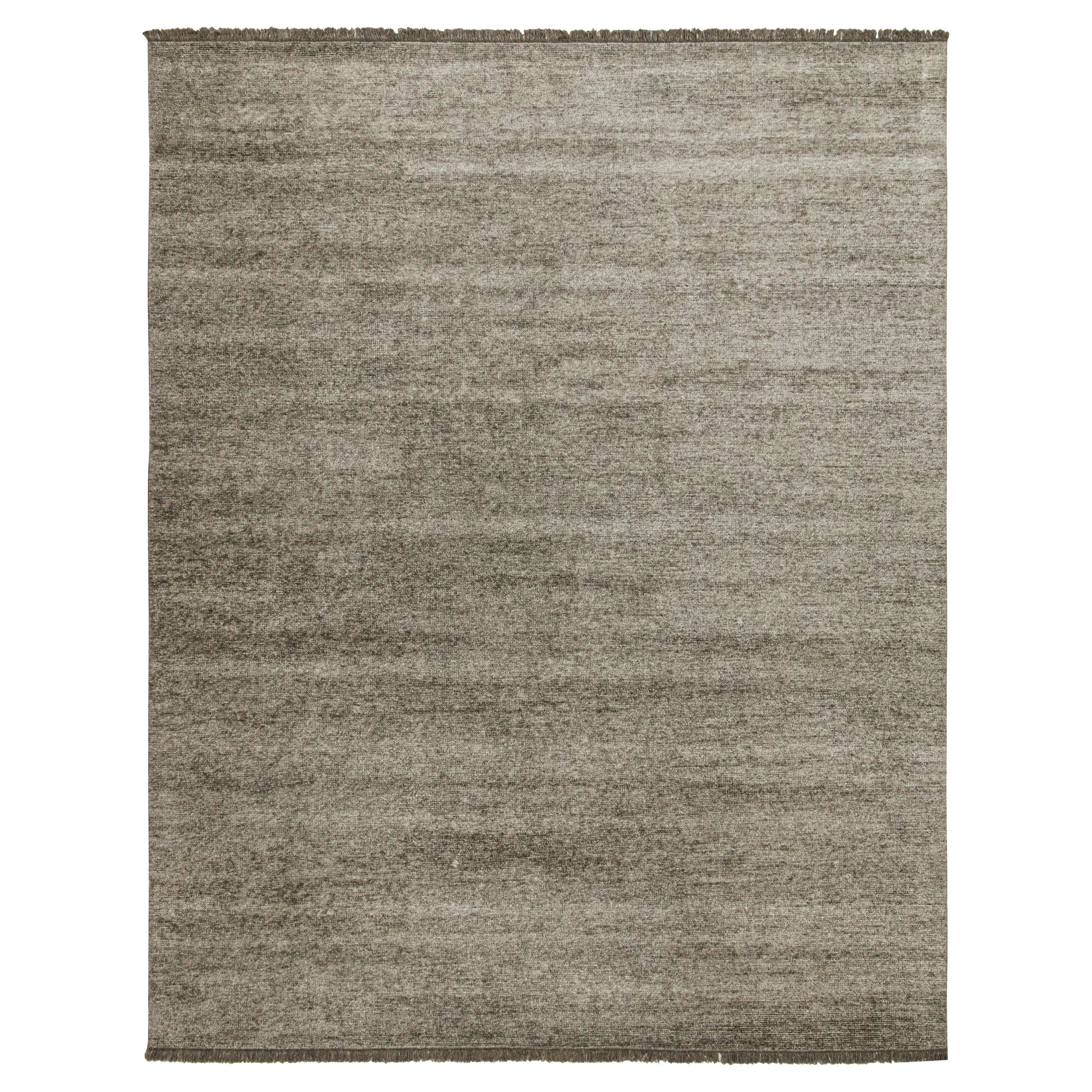 Rug & Kilim’s Modern Rug in Solid Silver-Grey Tone-on-tone Striae