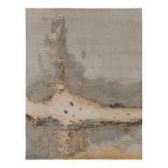 Rug & Kilim’s Modern Rug, Silver-Gray and Gold in Bold Abstract Pattern