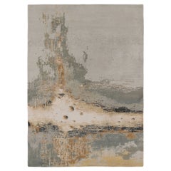 Rug & Kilim’s Modern Rug, Silver-Gray and Gold in Bold Abstract Pattern