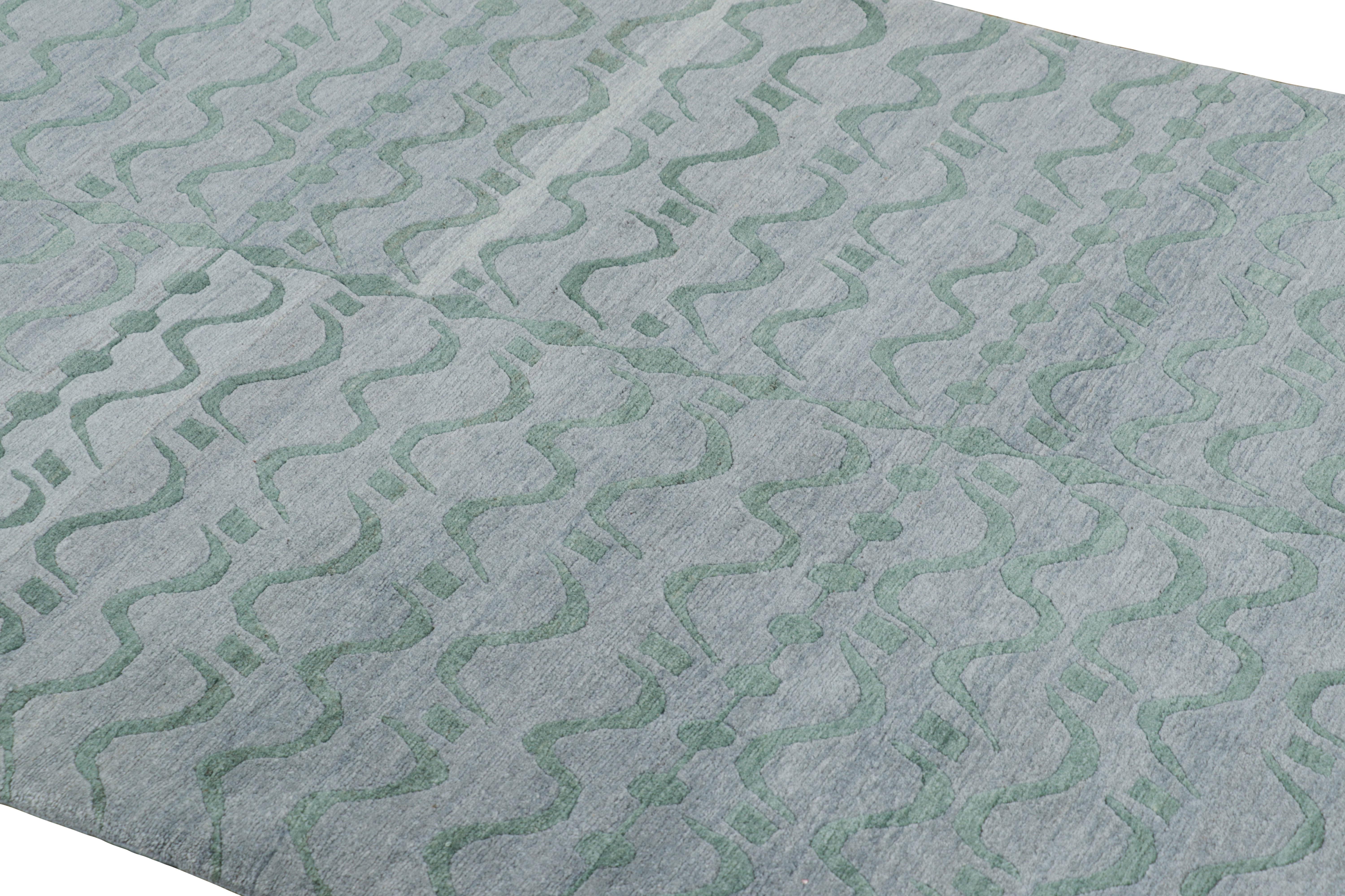 Fabriqué avec de la laine et de la soie nouées à la main dans l'une de nos plus luxueuses qualités de velours népalais, ce tapis contemporain 4x6 de Rug & Kilim est le dernier ajout passionnant à notre Collection Modern et à ses designs audacieux