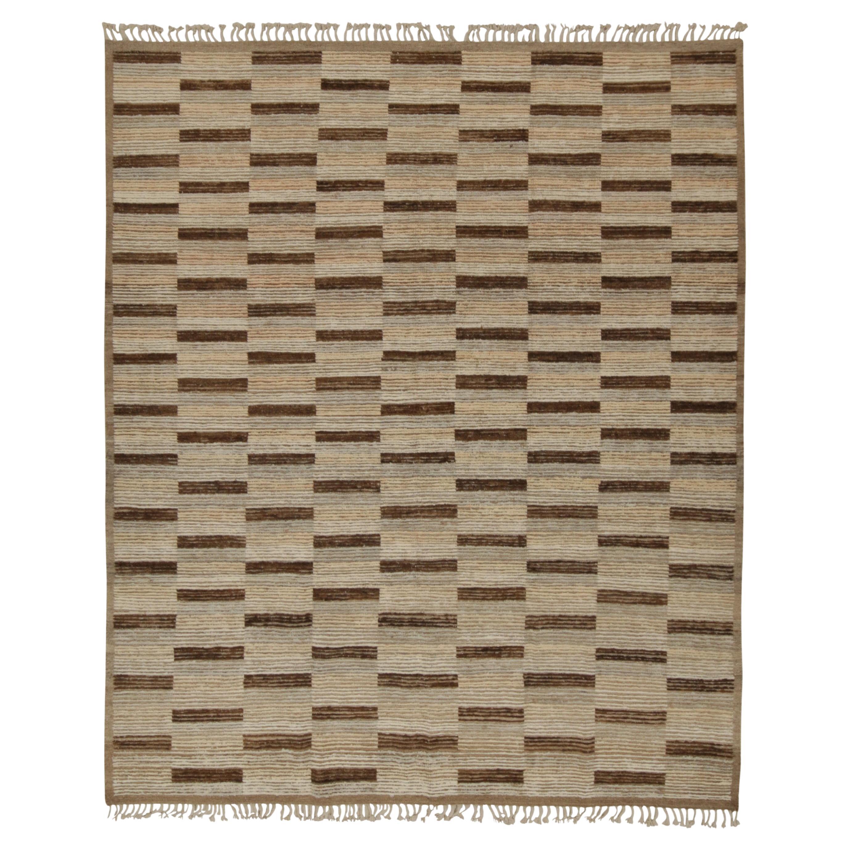 Rug & Kilim’s Modern Rug with Beige-brown Geometric Patterns