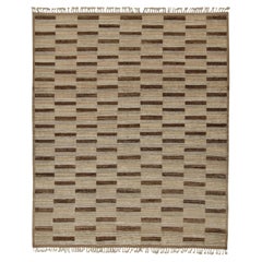 Rug & Kilim’s Modern Rug with Beige-brown Geometric Patterns