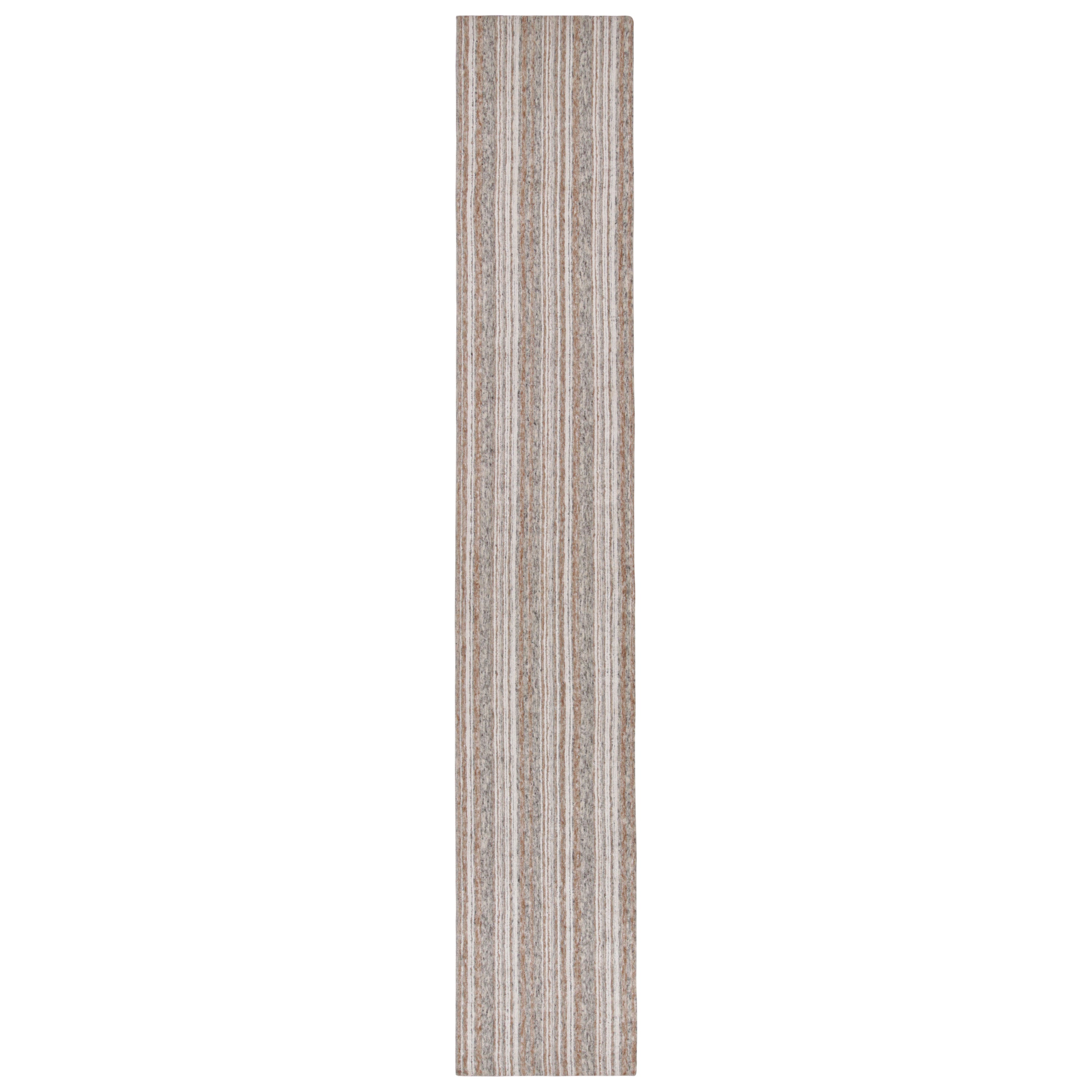 Tappeto moderno Rug & Kilim a strisce beige/marrone, bianche e grigie
