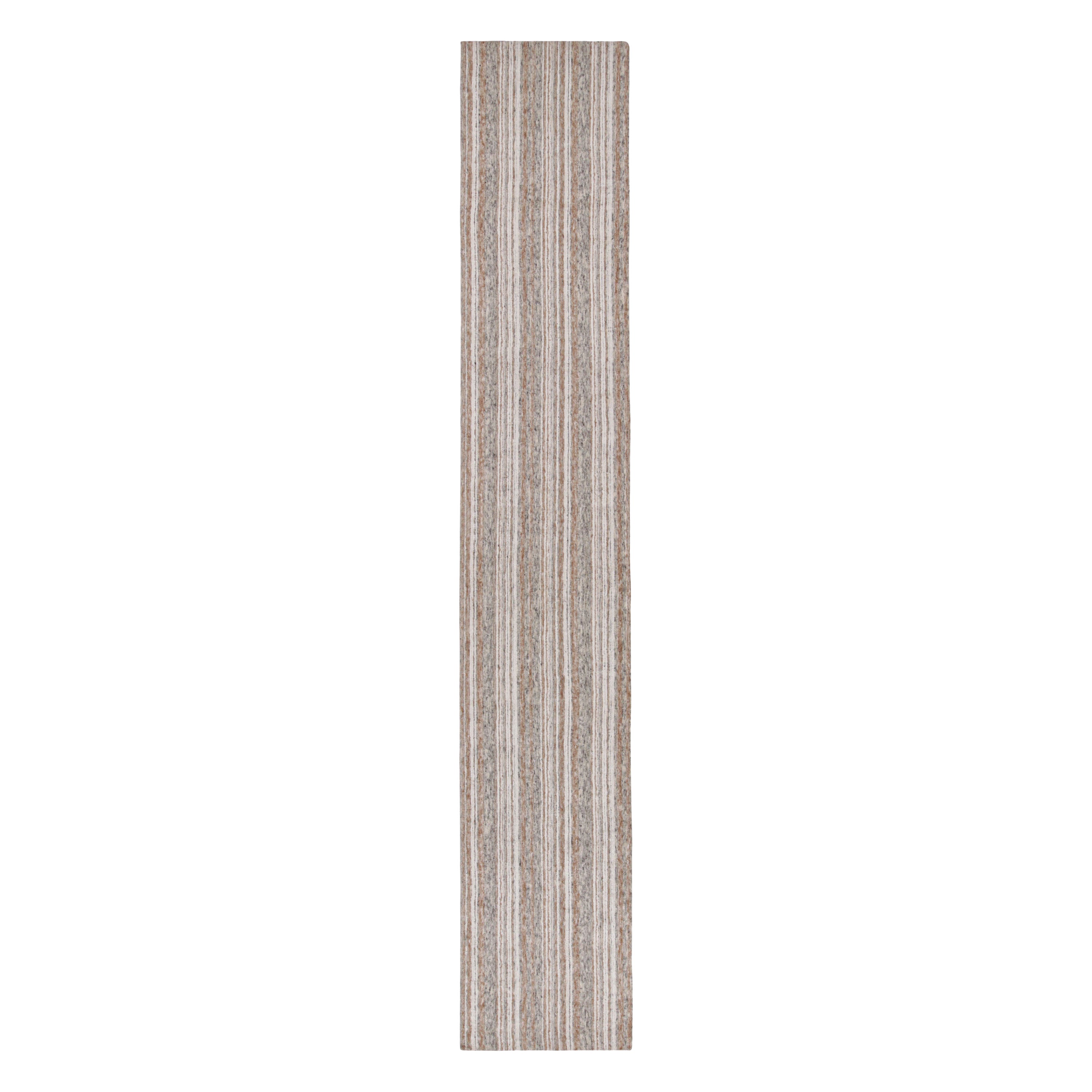 Rug & Kilim’s Modern Rug with Beige/Brown, White and Gray Stripes