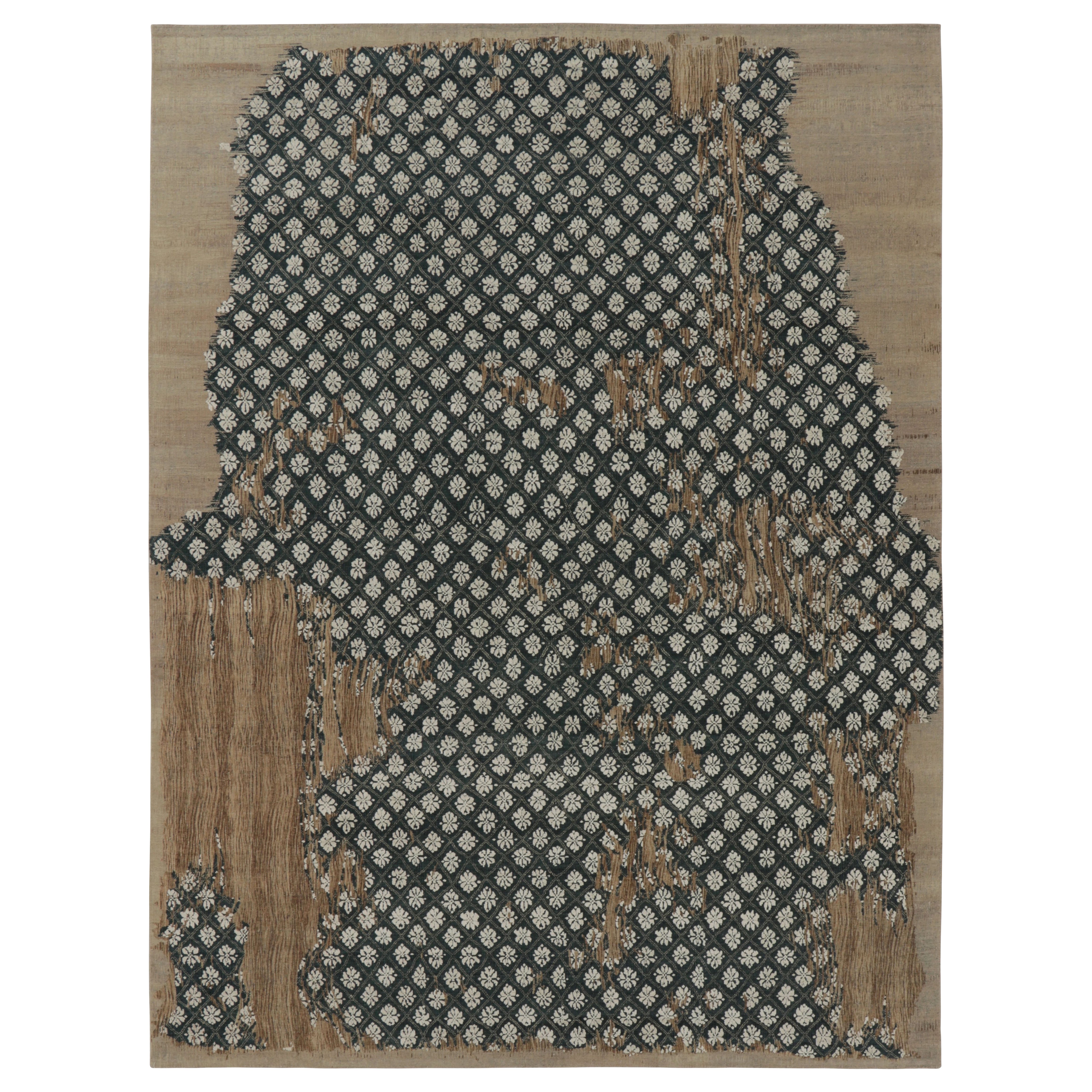 Rug 
Kilim
s Modern Rug with Bold, Layered Abstract Floral Design in Deep Blue (Tapis moderne à motifs floraux abstraits superposés en bleu profond)