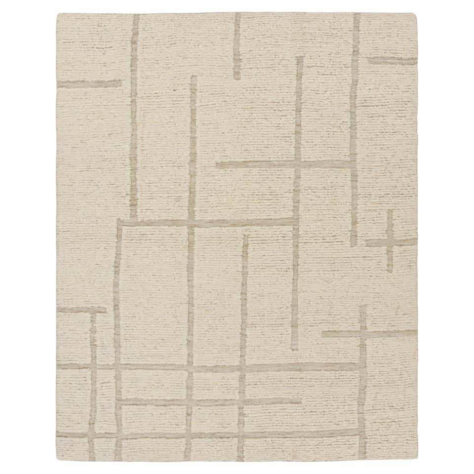 Rug and Kilim’s Custom Rug Design in Cream White with High-Low Circle ...