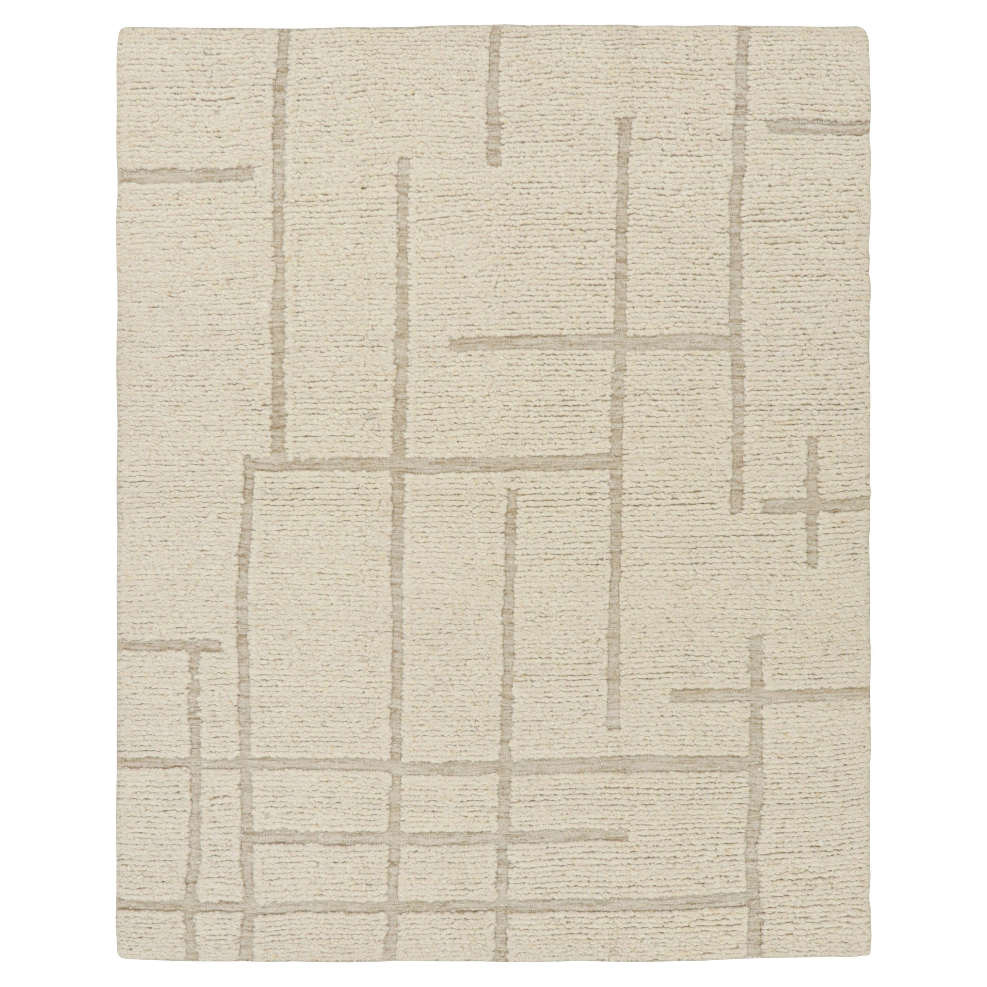 Rug & Kilim's Modern Rug mit cremefarbenen High-Low-Mustern und geometrischen Mustern