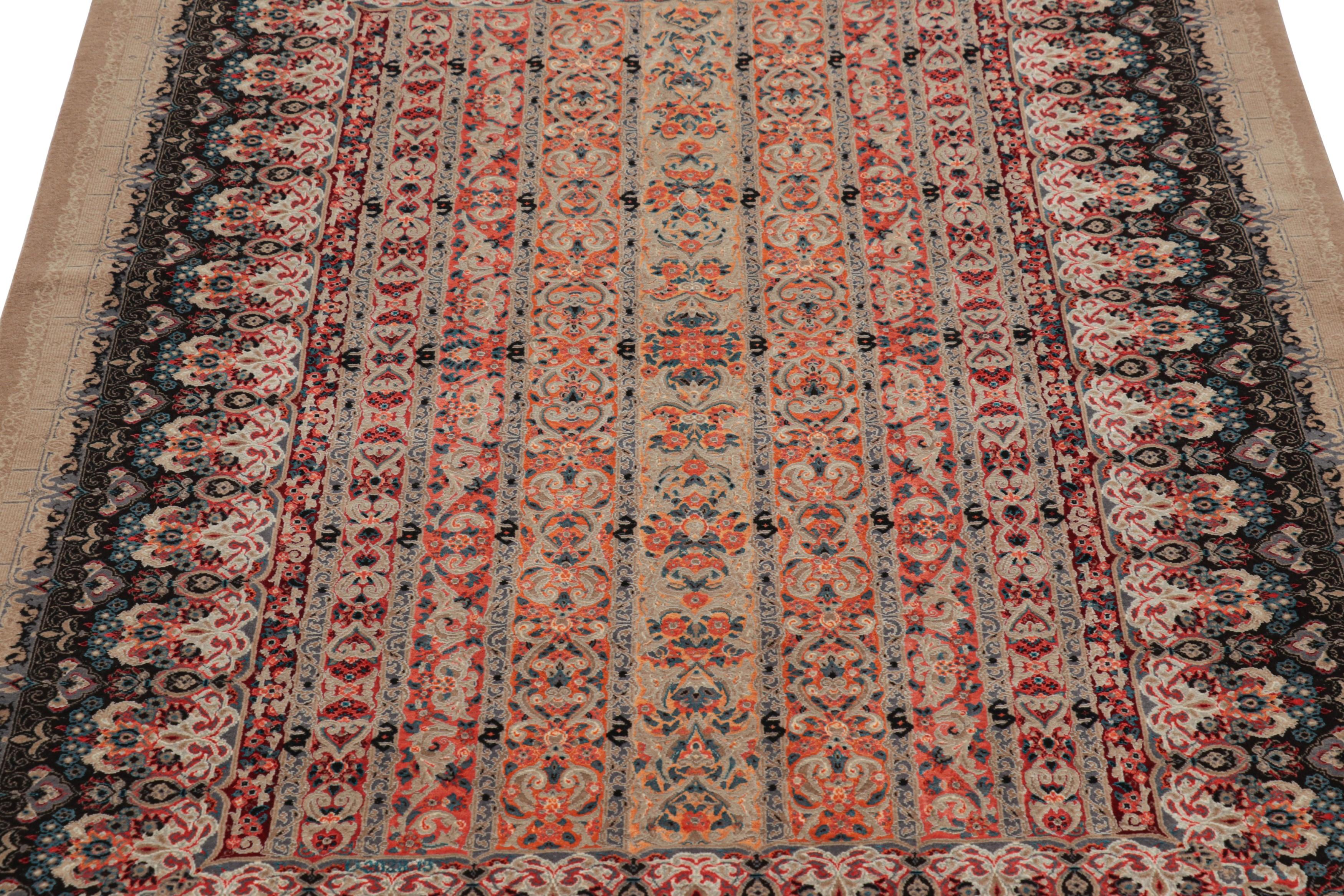  Noué à la main en soie, ce tapis 4x5 représente une nouvelle ligne audacieuse de la Collection Modern de Rug & Kilim - une série de tapis contemporains réalisés par l'un des ateliers et designers les plus talentueux de l'artisanat