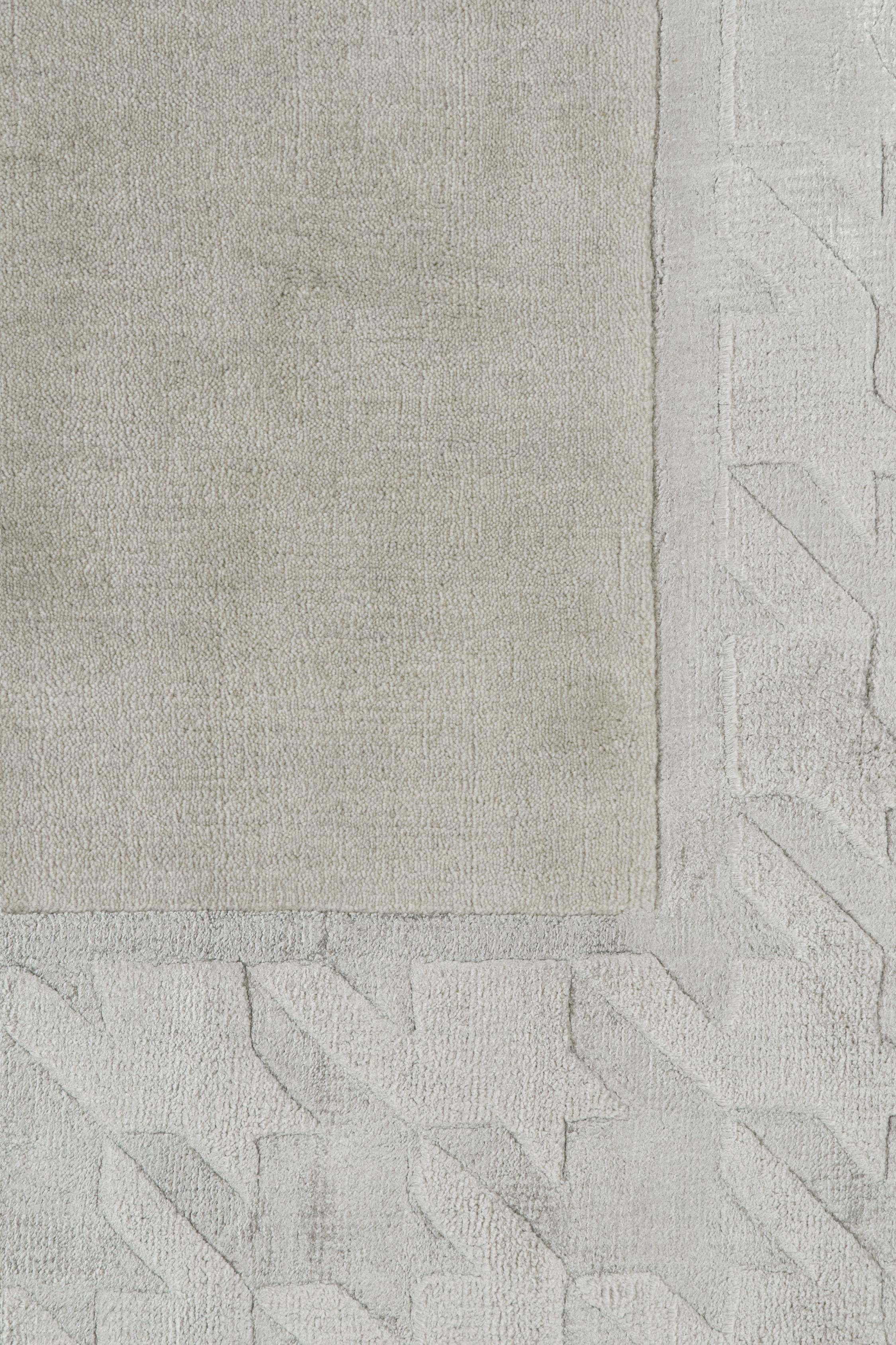 Contemporary Rug & Kilim’s Modern Rug with Taupe Open Field and Silver-Gray Border For Sale