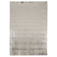 Rug & Kilim’s Modern Rug with Taupe Open Field and Silver-Gray Border