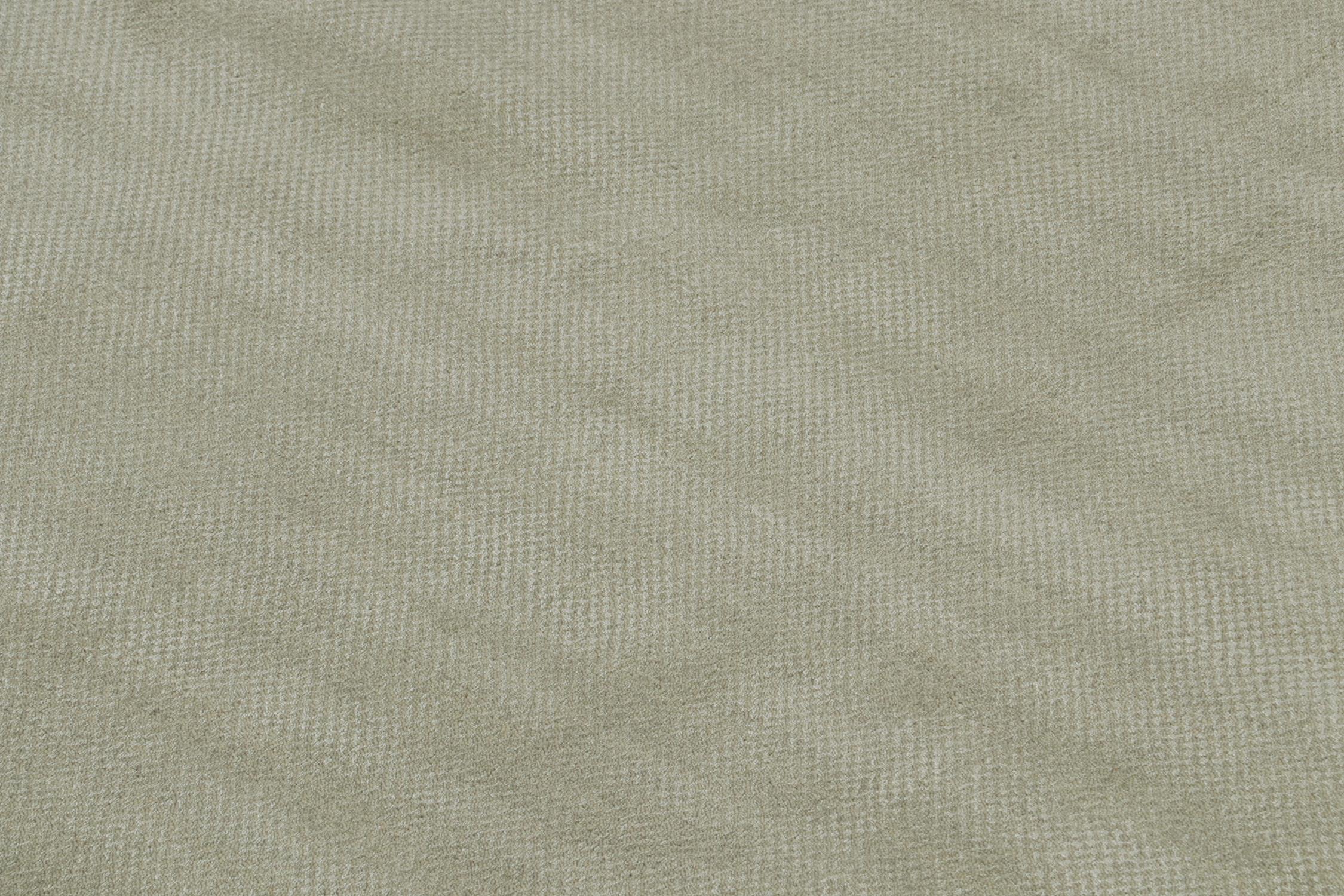 Hand-Knotted Rug & Kilim’s Modern Rug with Taupe Open Field and Silver-Grey Border For Sale