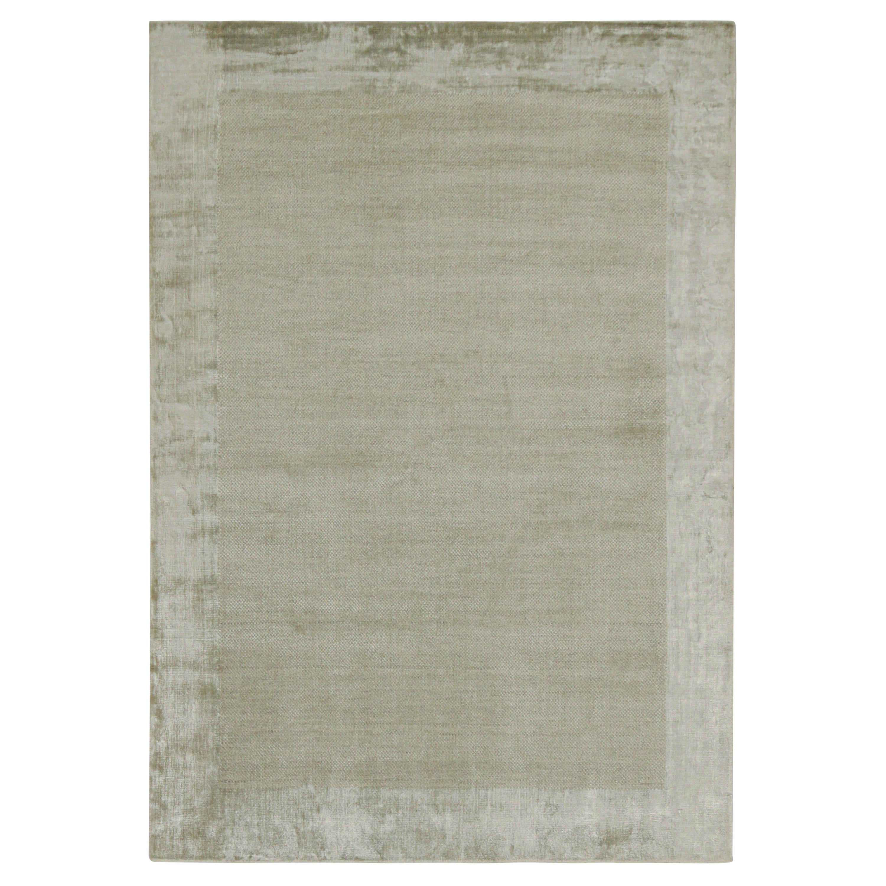 Rug & Kilim’s Modern Rug with Taupe Open Field and Silver-Grey Border For Sale