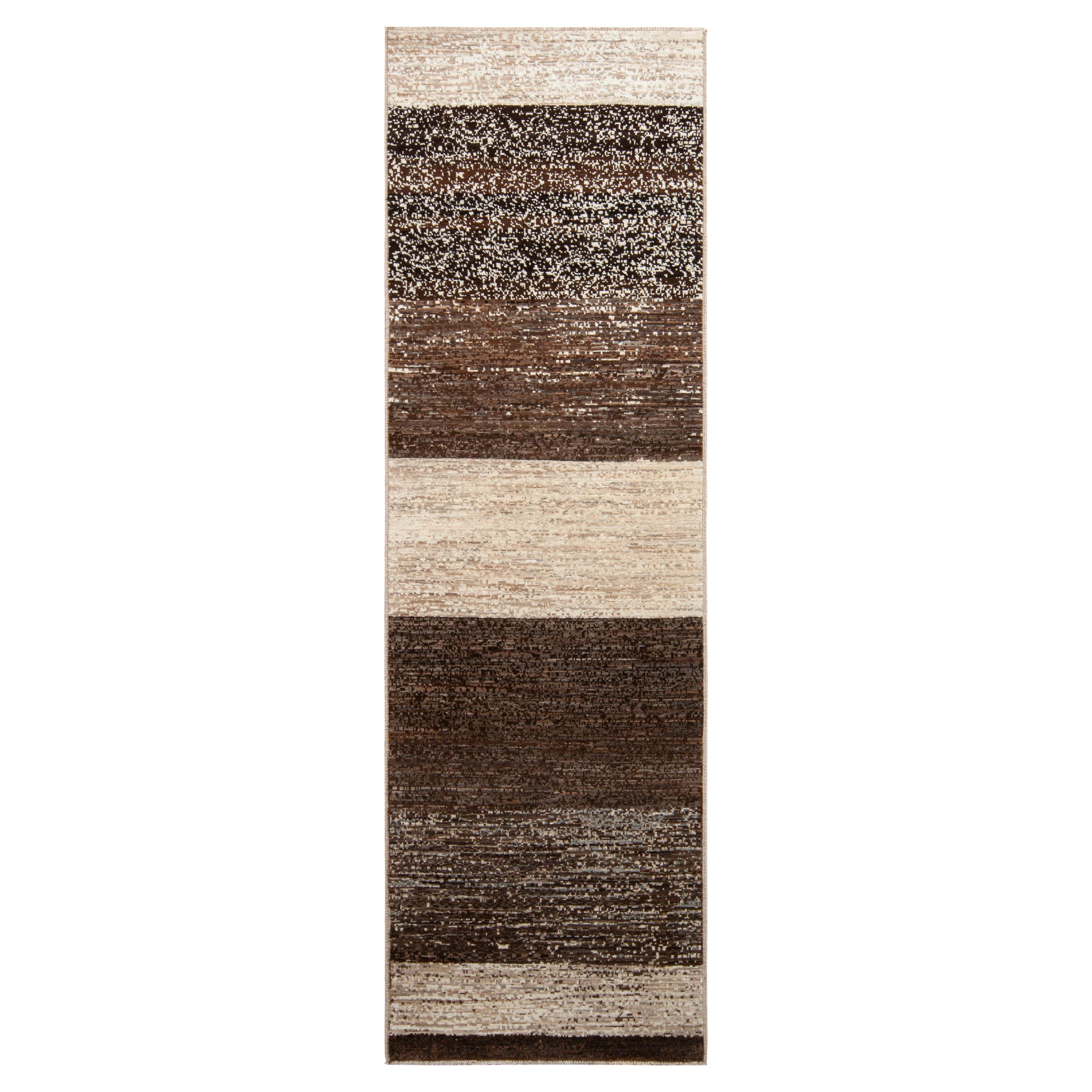 Moroccan Style Runner in White, BeigeBrown Tribal Pattern by Rug and