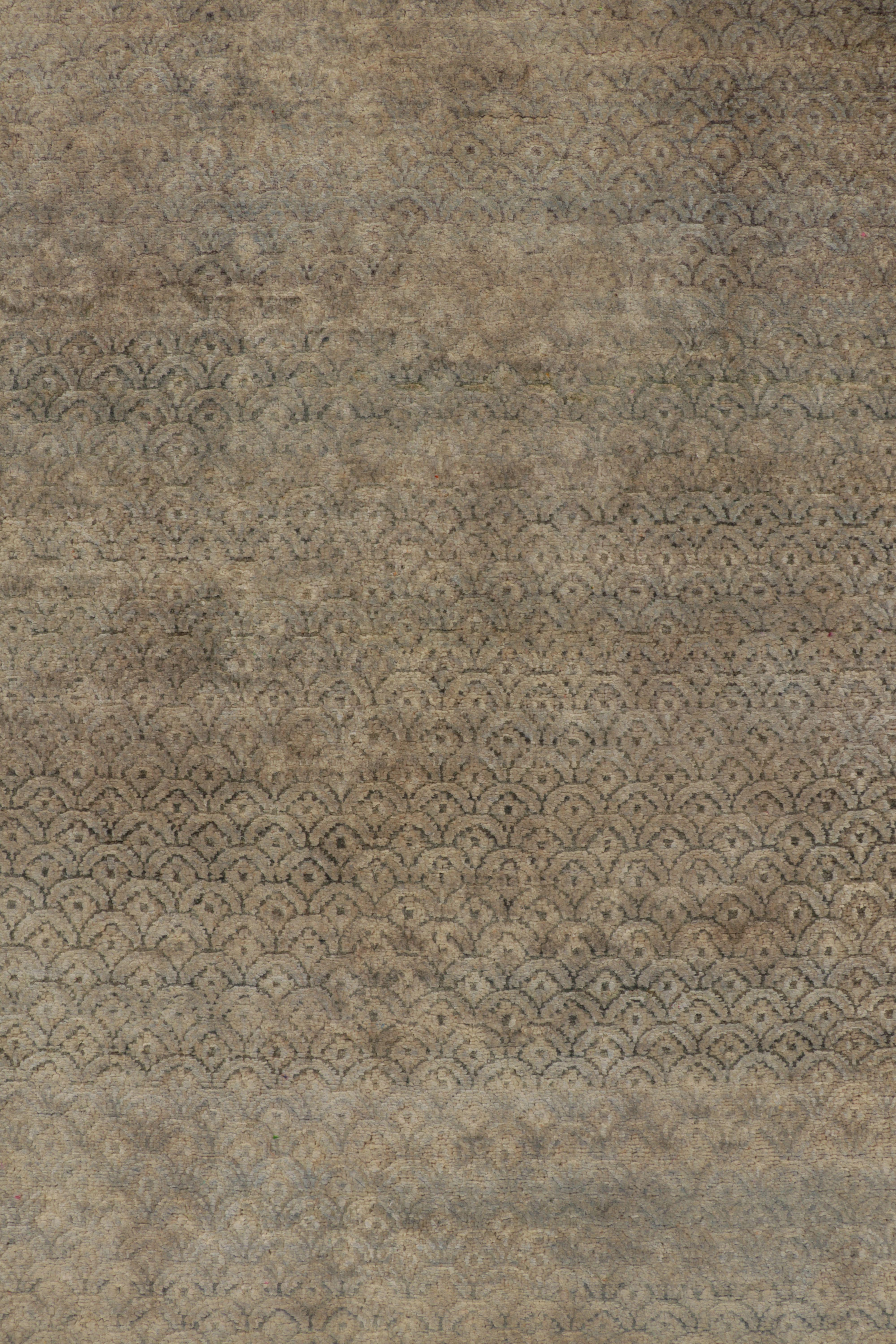 Contemporary Rug & Kilim’s Modern Runner Rug in Faint Geometric Lattice, Scale Patterns For Sale