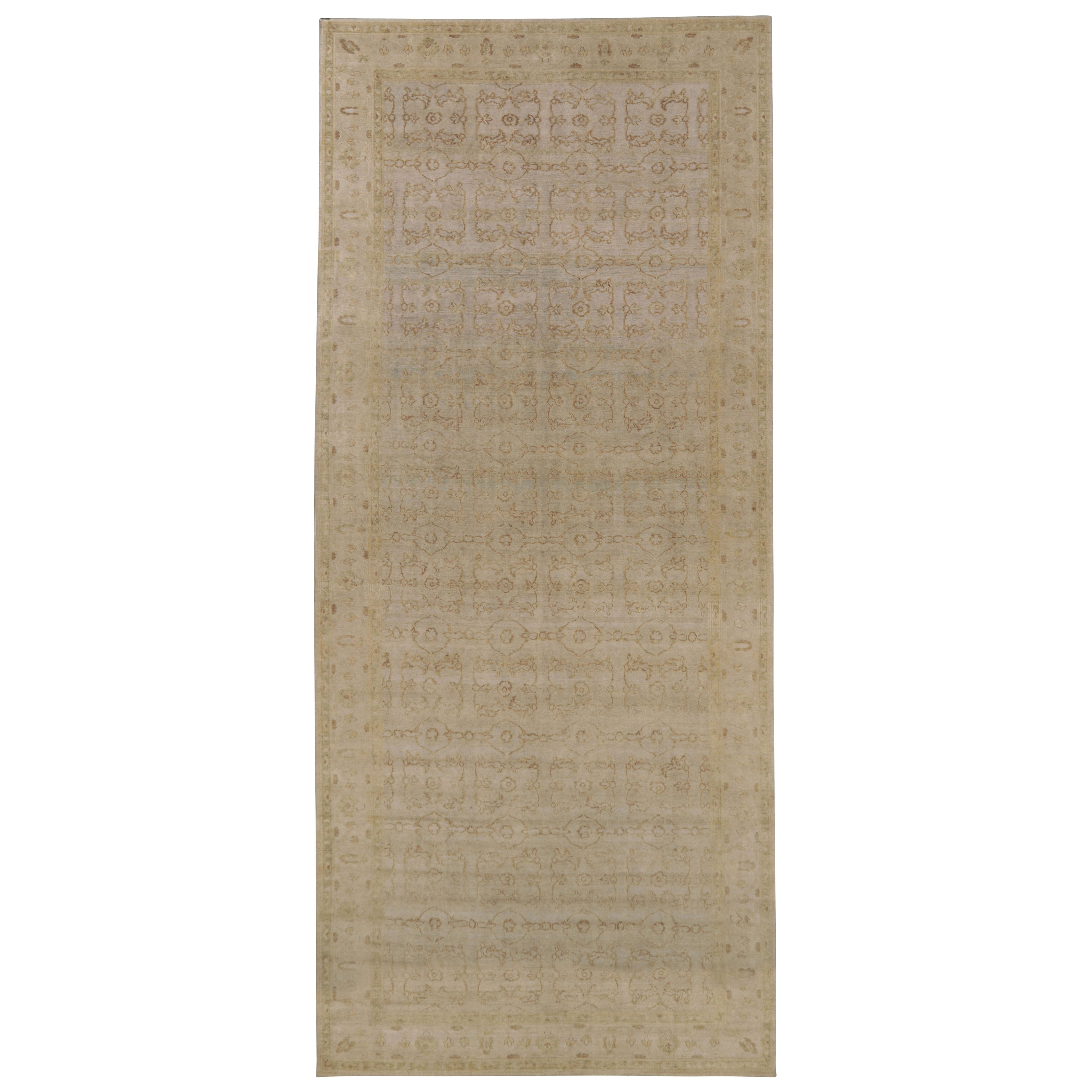 Rug & Kilim’s Modern Runner Rug in Traditional Dual-Toned Floral Pattern