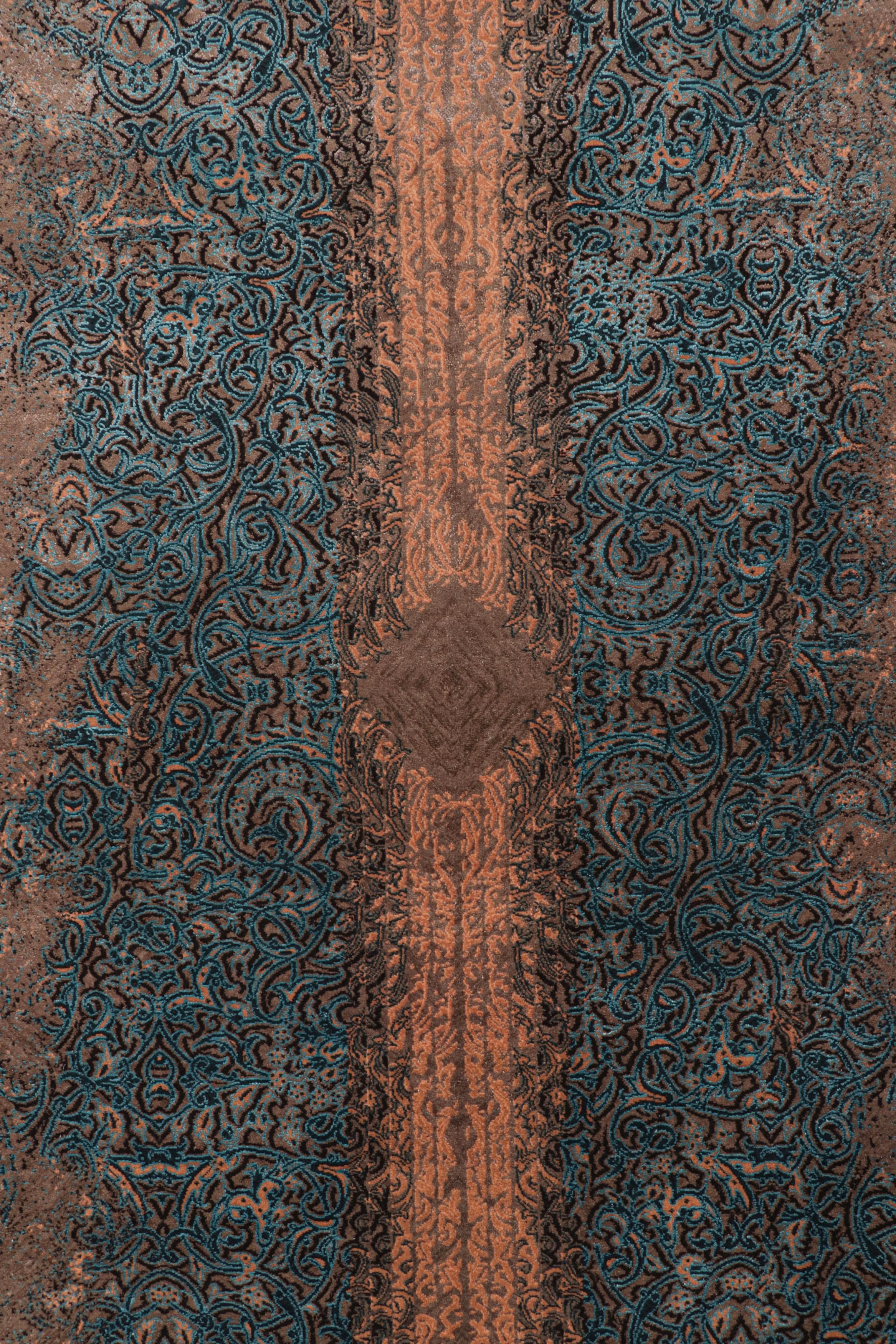 Indian Rug & Kilim’s Modern Runner Rug with Abstract Patterns “Zaronin Darb” For Sale