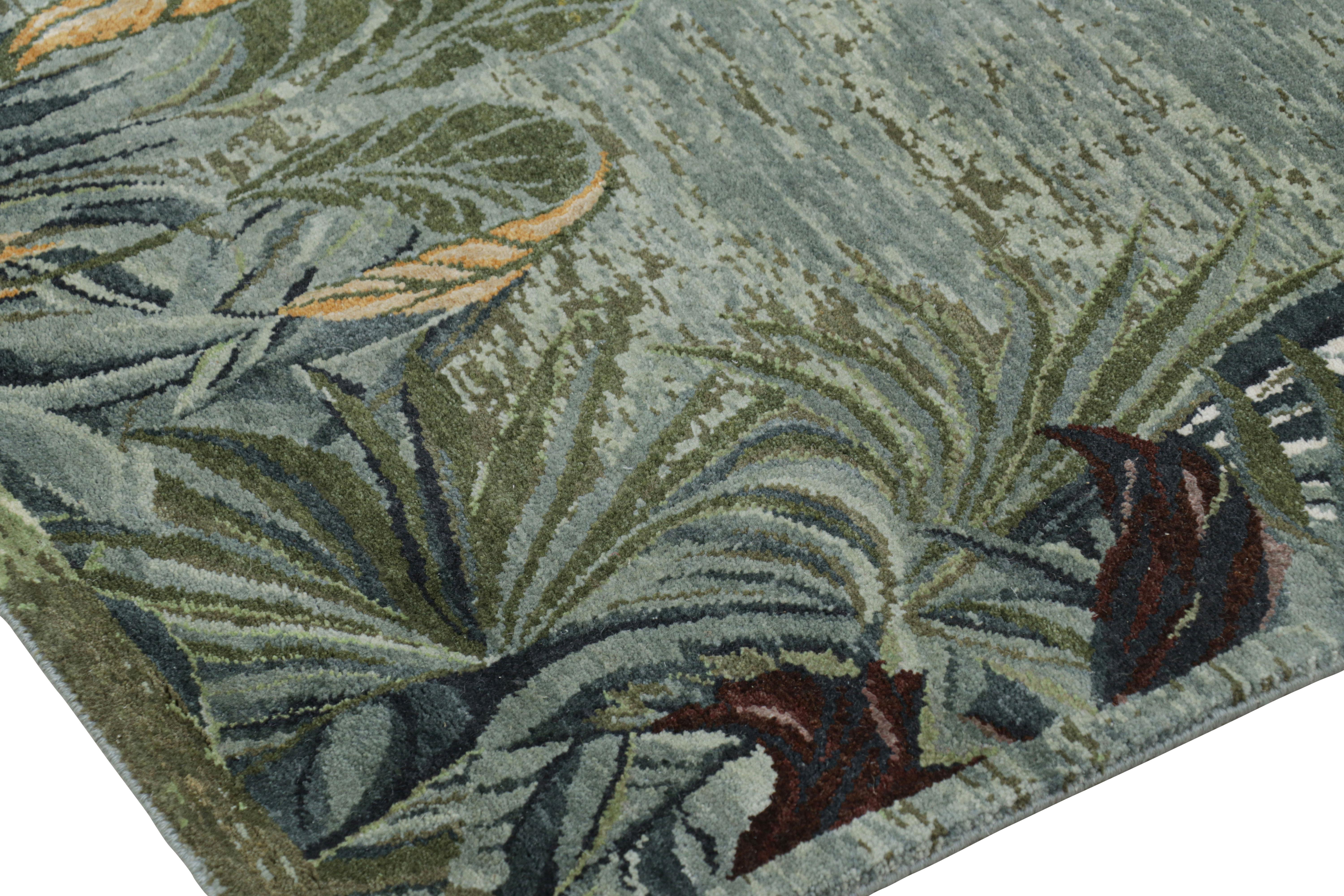 Wool Rug & Kilim’s Modern Runner Rug with Open Field, Florals and Animal Pictorials For Sale