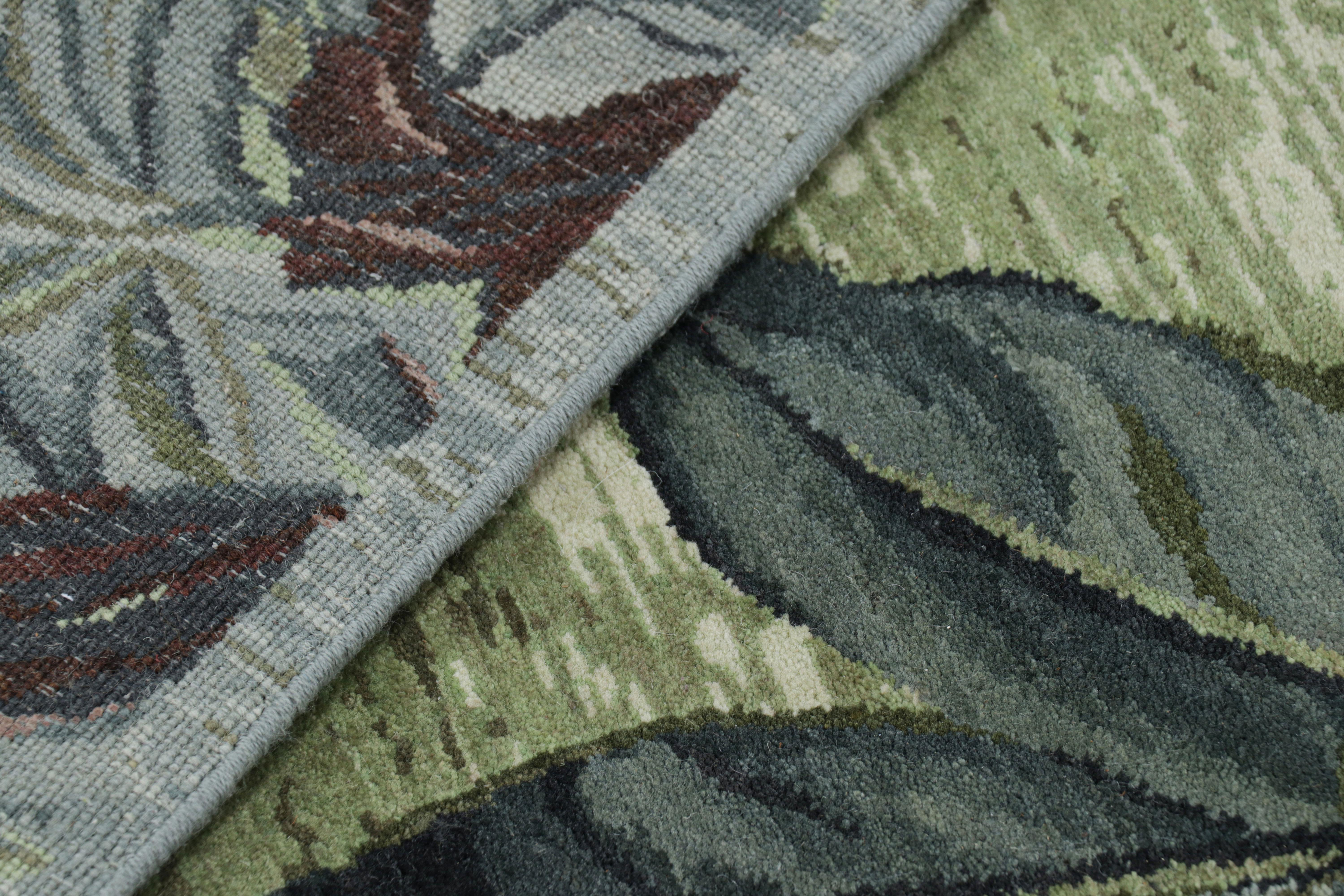 Rug & Kilim’s Modern Runner Rug with Open Field, Florals and Animal Pictorials For Sale 1