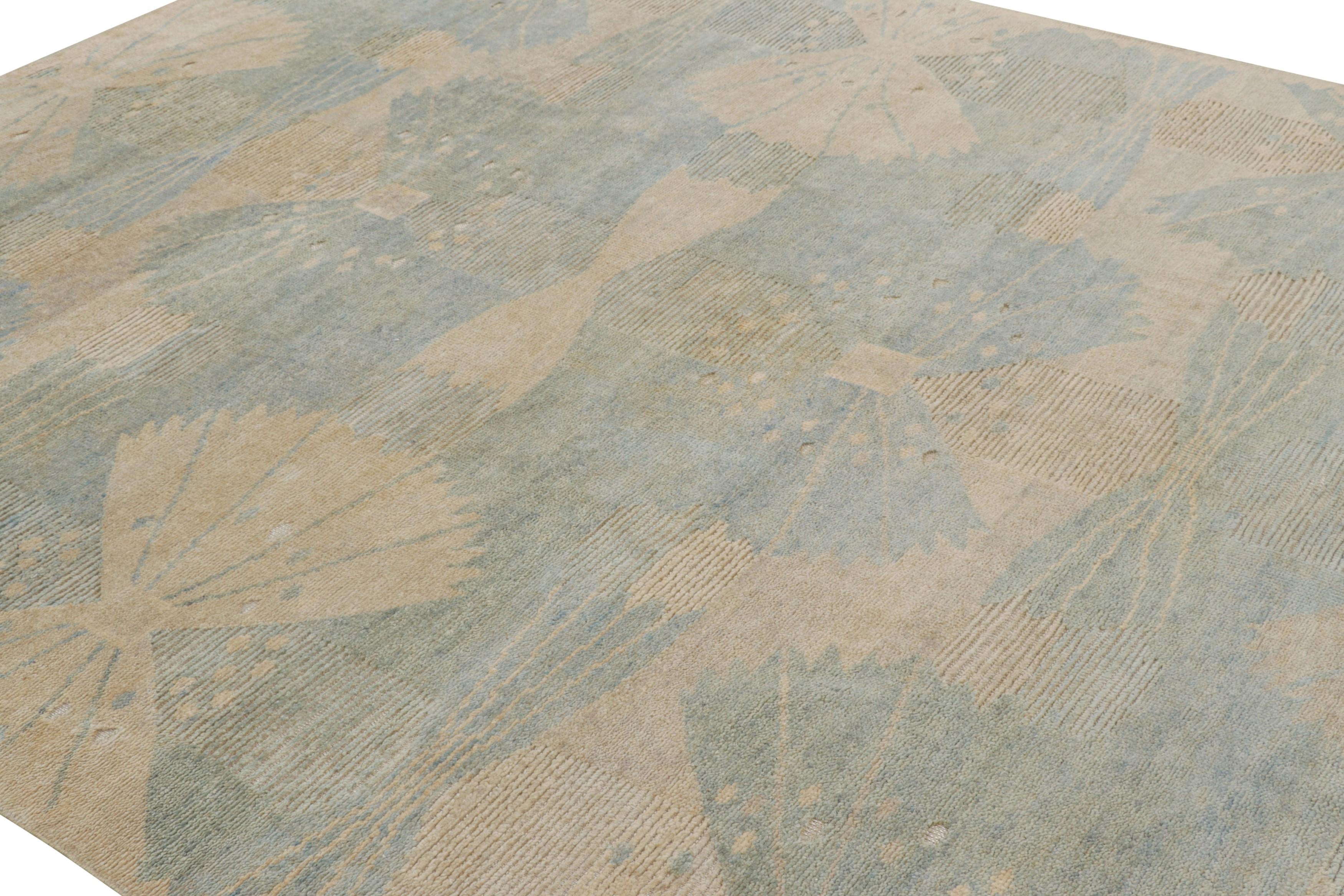 Fabricada con lana anudada a mano, esta alfombra contemporánea de 8x10 es una nueva y emocionante incorporación a la colección de alfombras escandinavas de Rug & Kilim: una reinvención contemporánea del minimalismo sueco y de las alfombras y tejidos